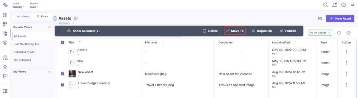 Move Assets to Folder in Bulk | Contentstack
