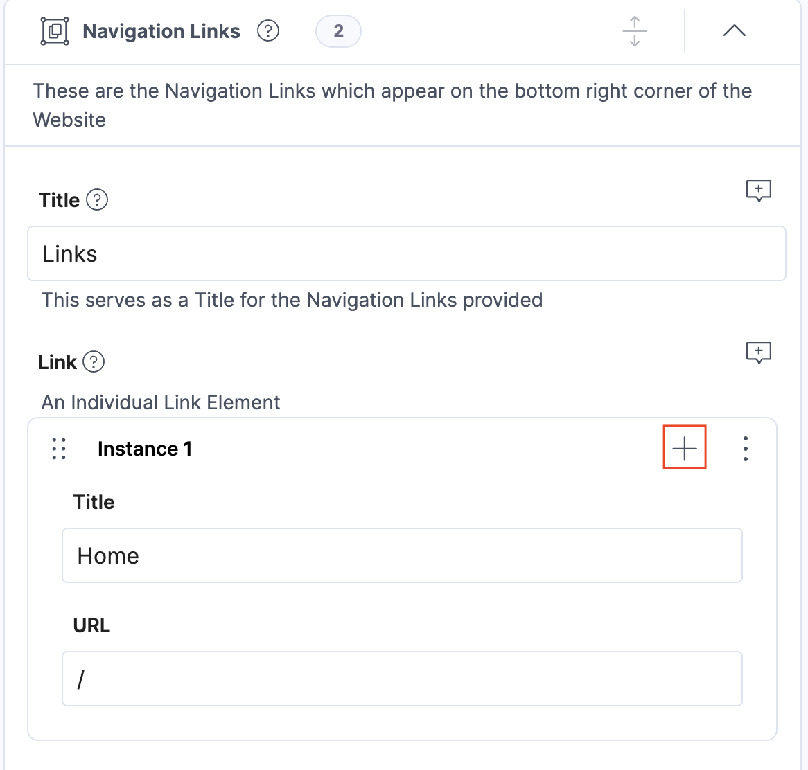 15.  Click on Add &ldquo;+&rdquo; icon beside the existing instance of the Link field.png