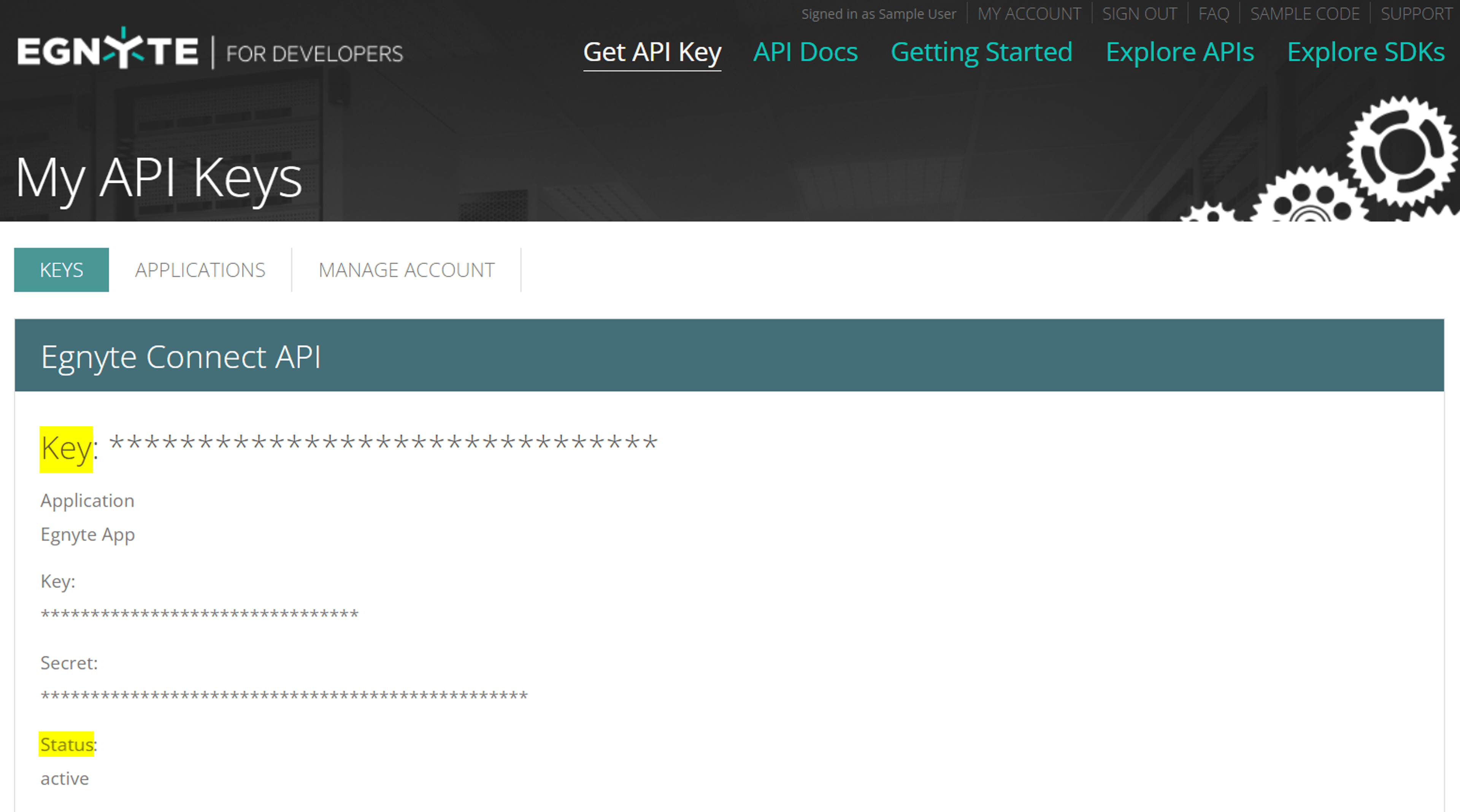 Egnyte-Get-API-Key-And-Status-As-Active