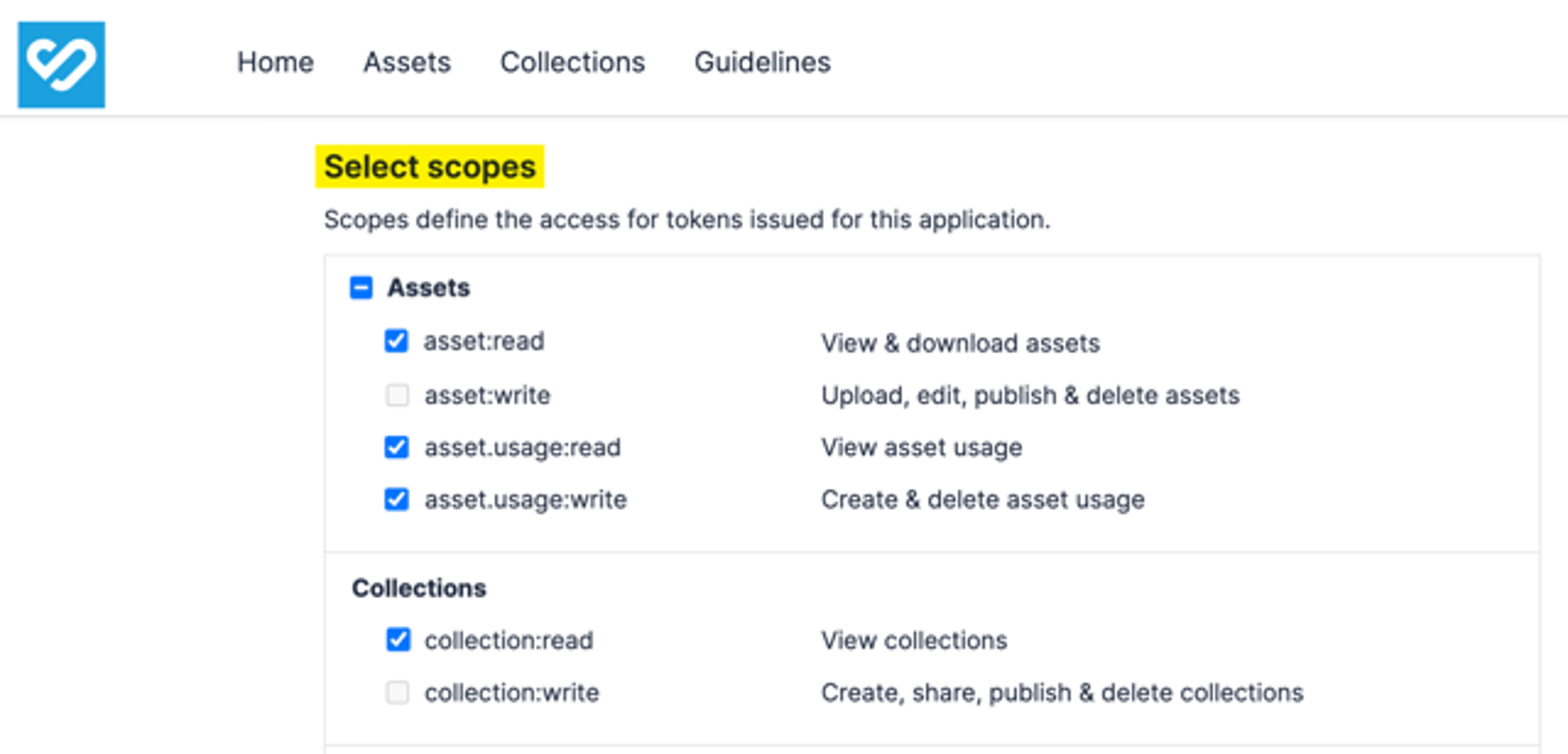 Bynder-Get-Credentials-App-Select-Scopes