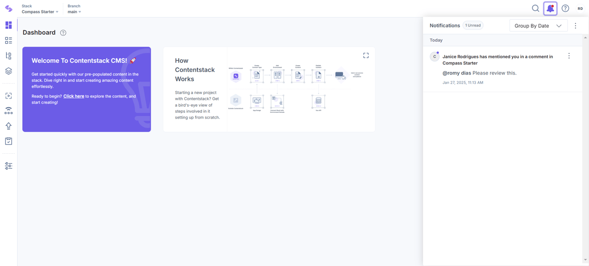 Manage In-App Notifications | Contentstack