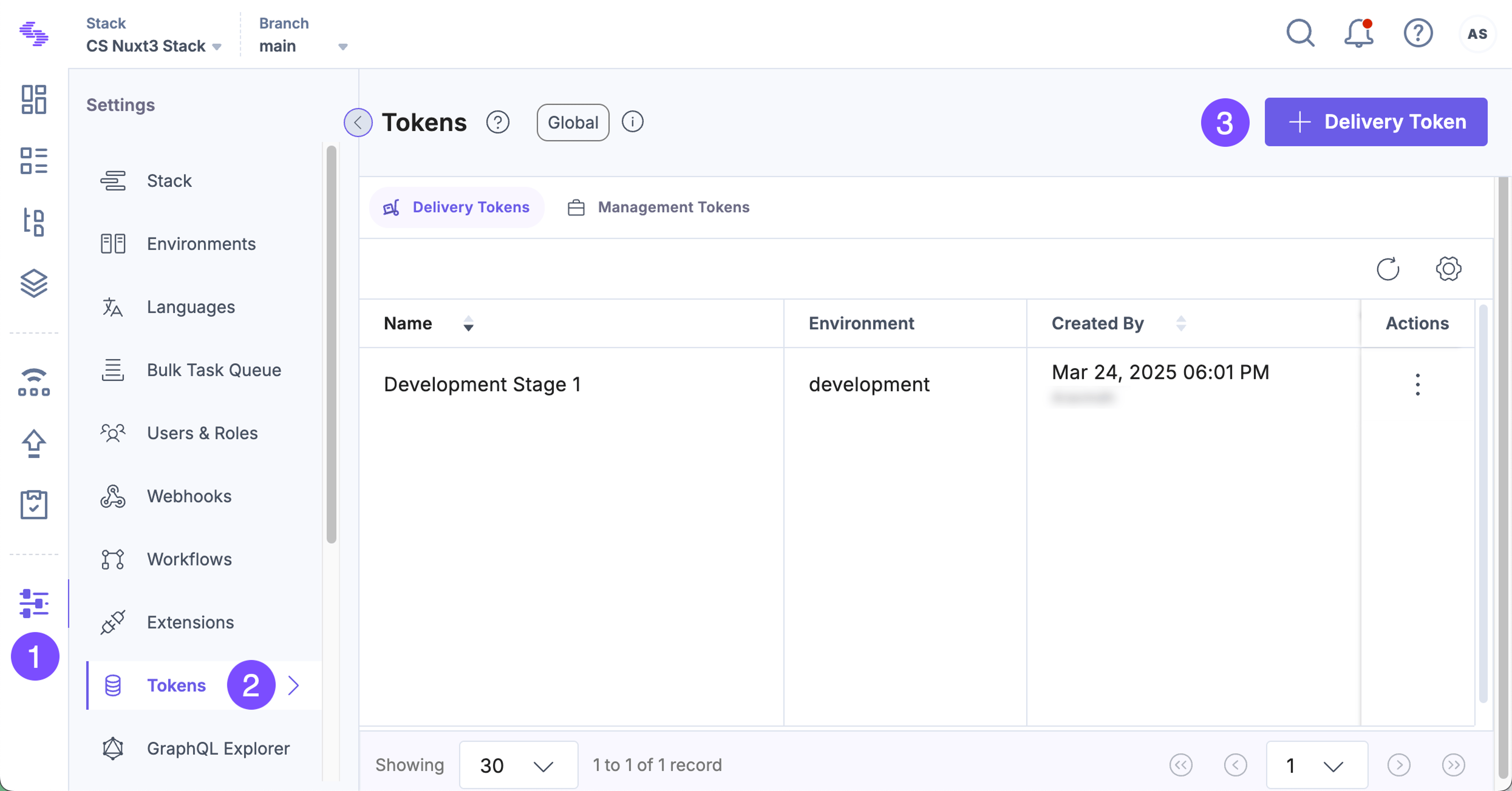 Create Delivery Token UI