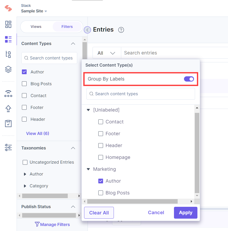 Content Types - “View All” - Group By Labels.png
