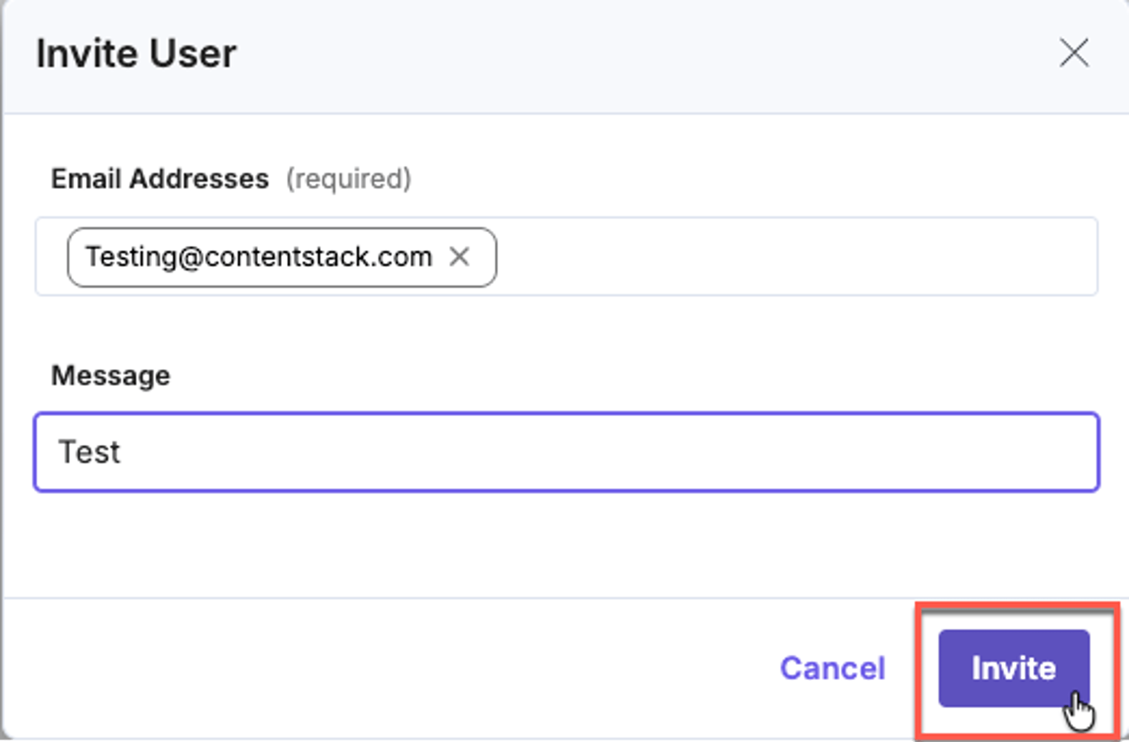 Invite User button