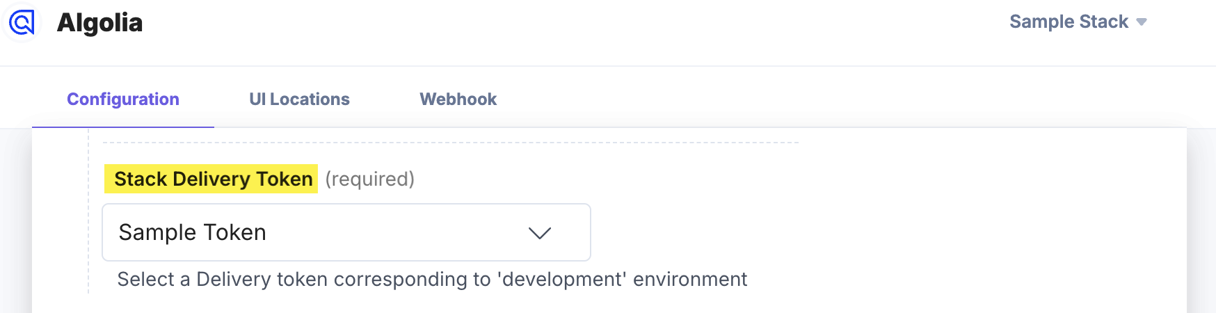 Algolia-Configuration-Stack-Delivery-Token
