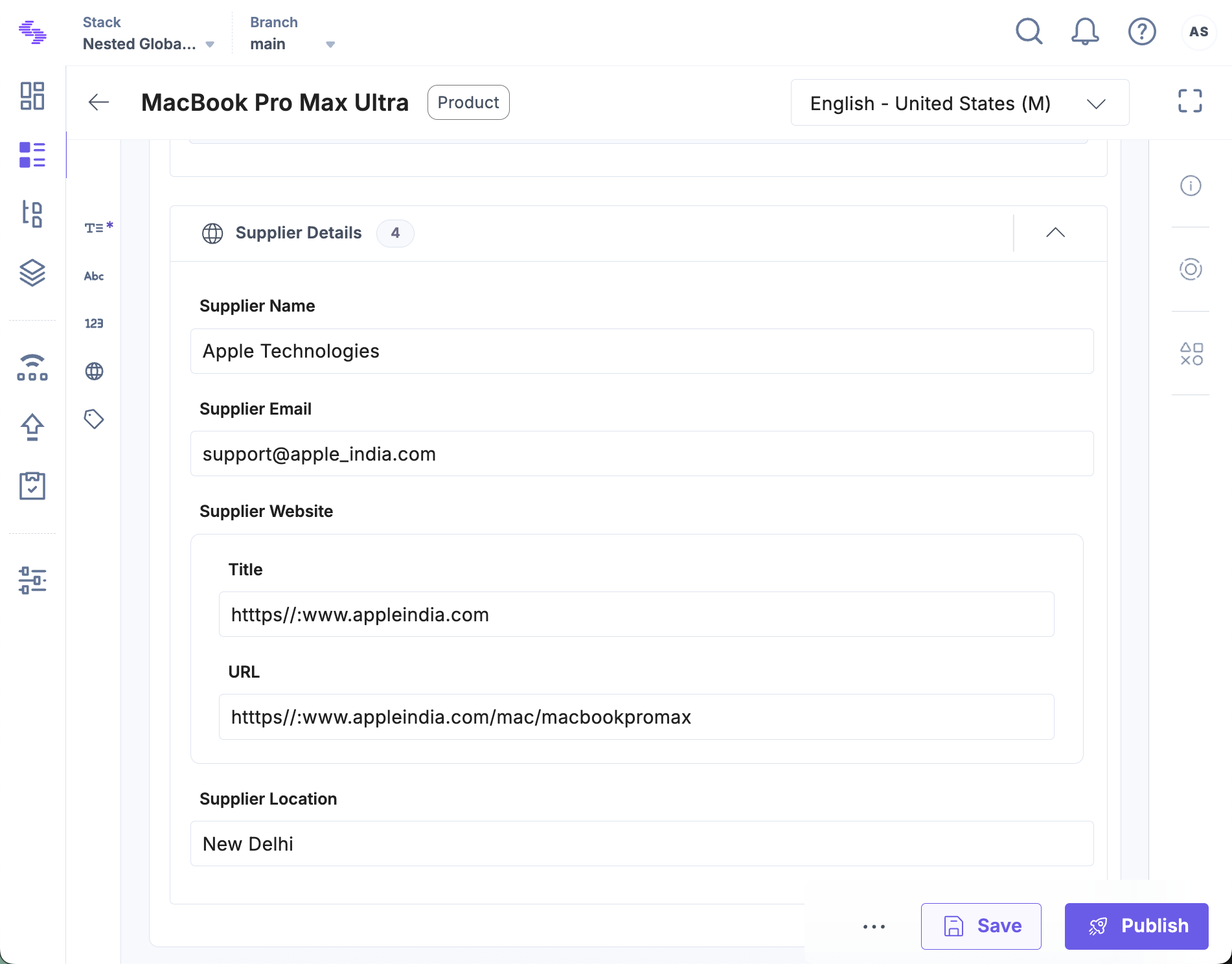 Nested Global fields displayed as grouped fields in entry