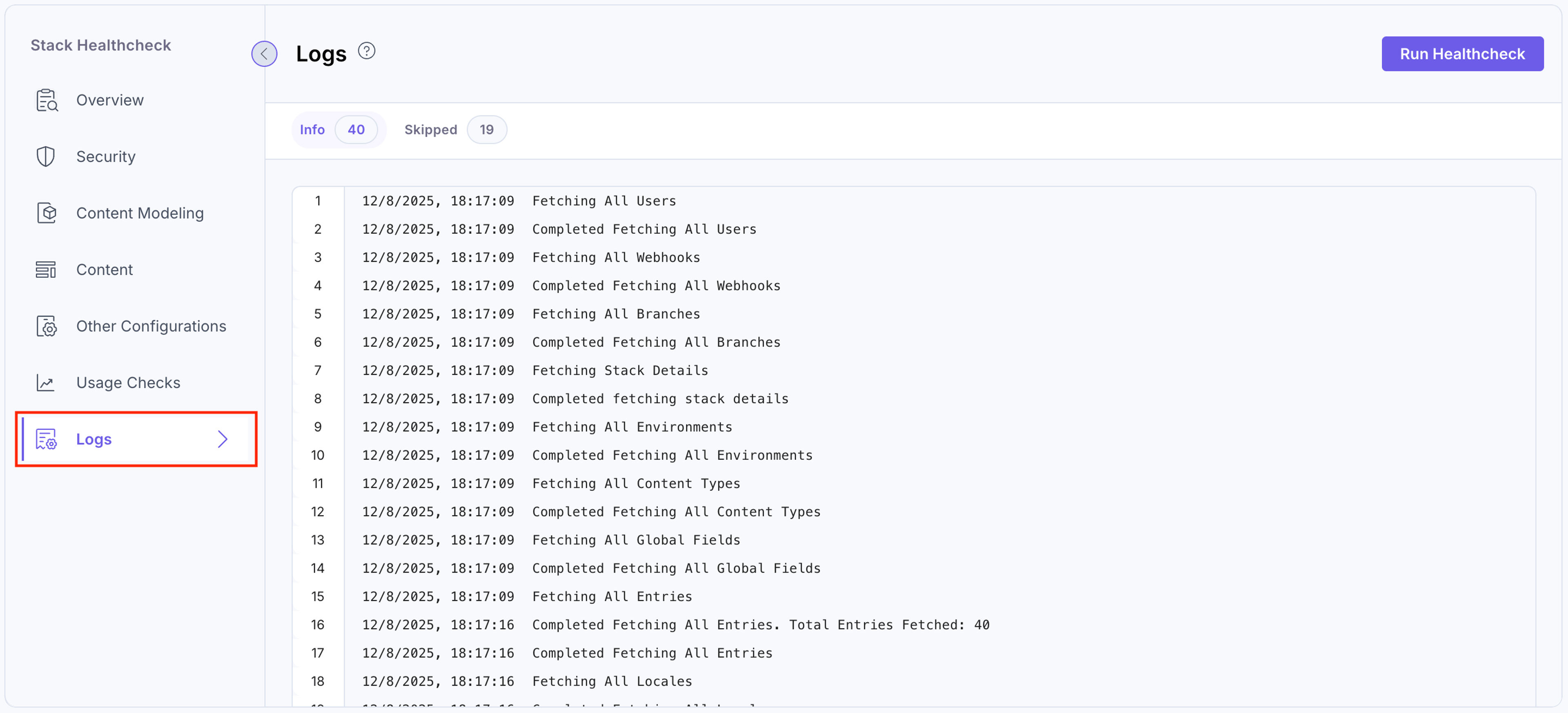 Healthcheck-Logs
