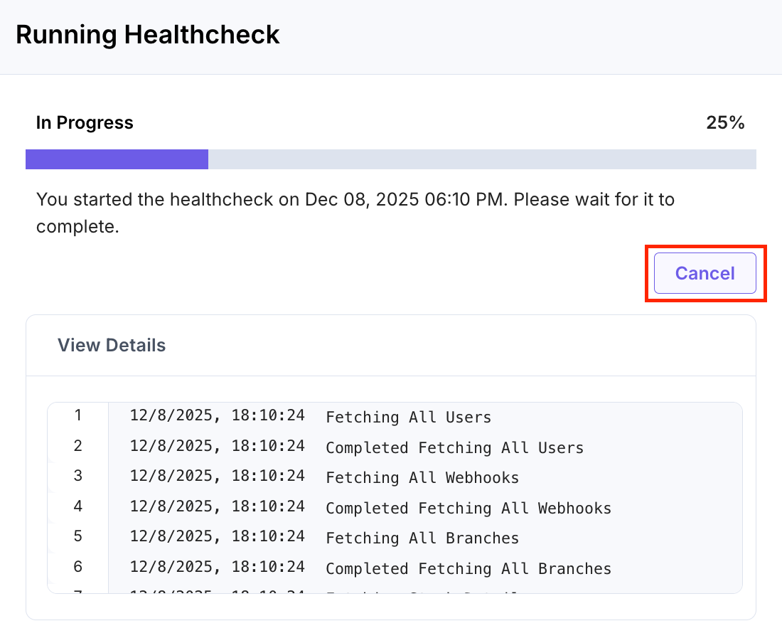 Healthcheck-Running-Cancel