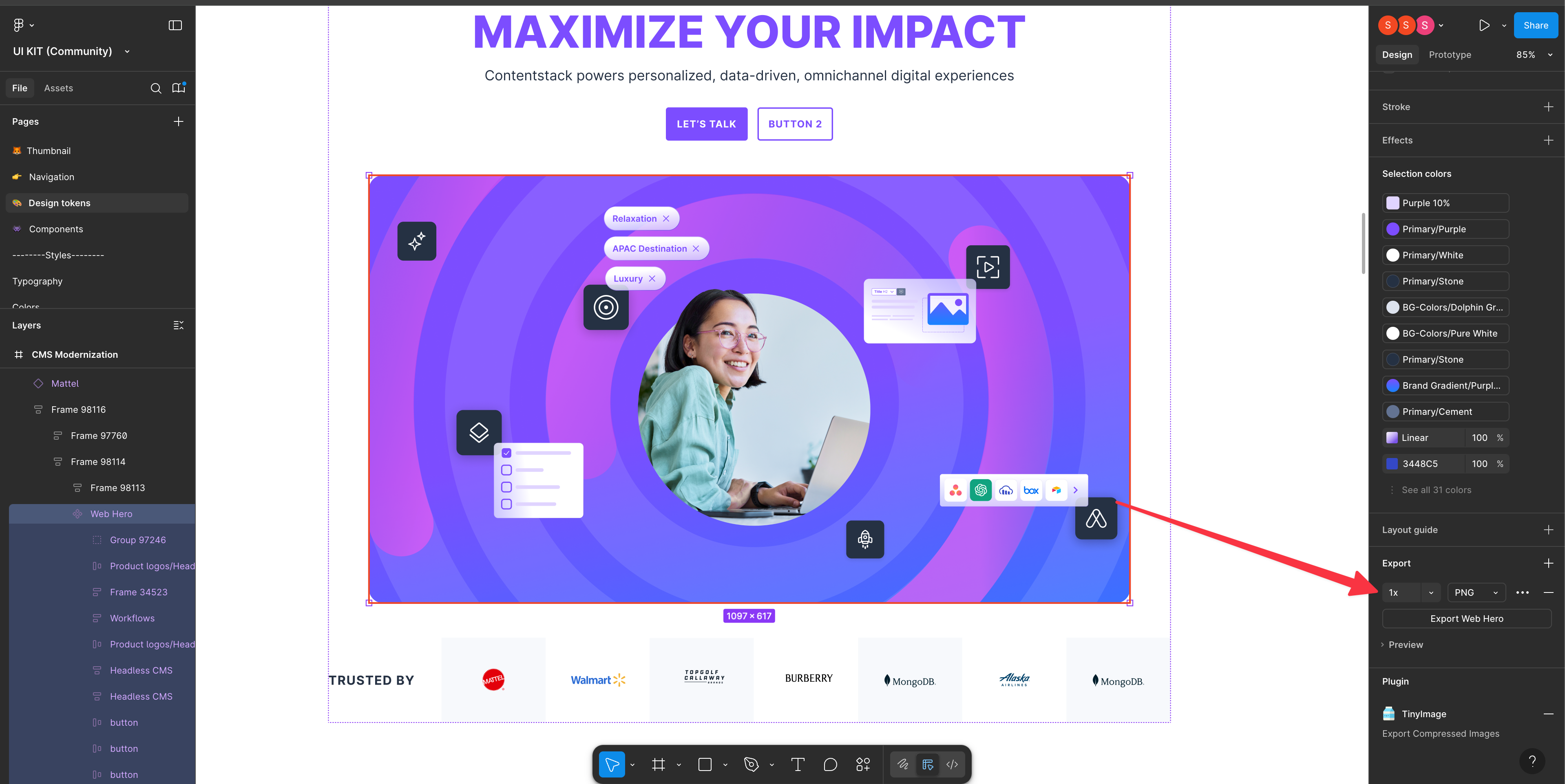 Export settings in Figma