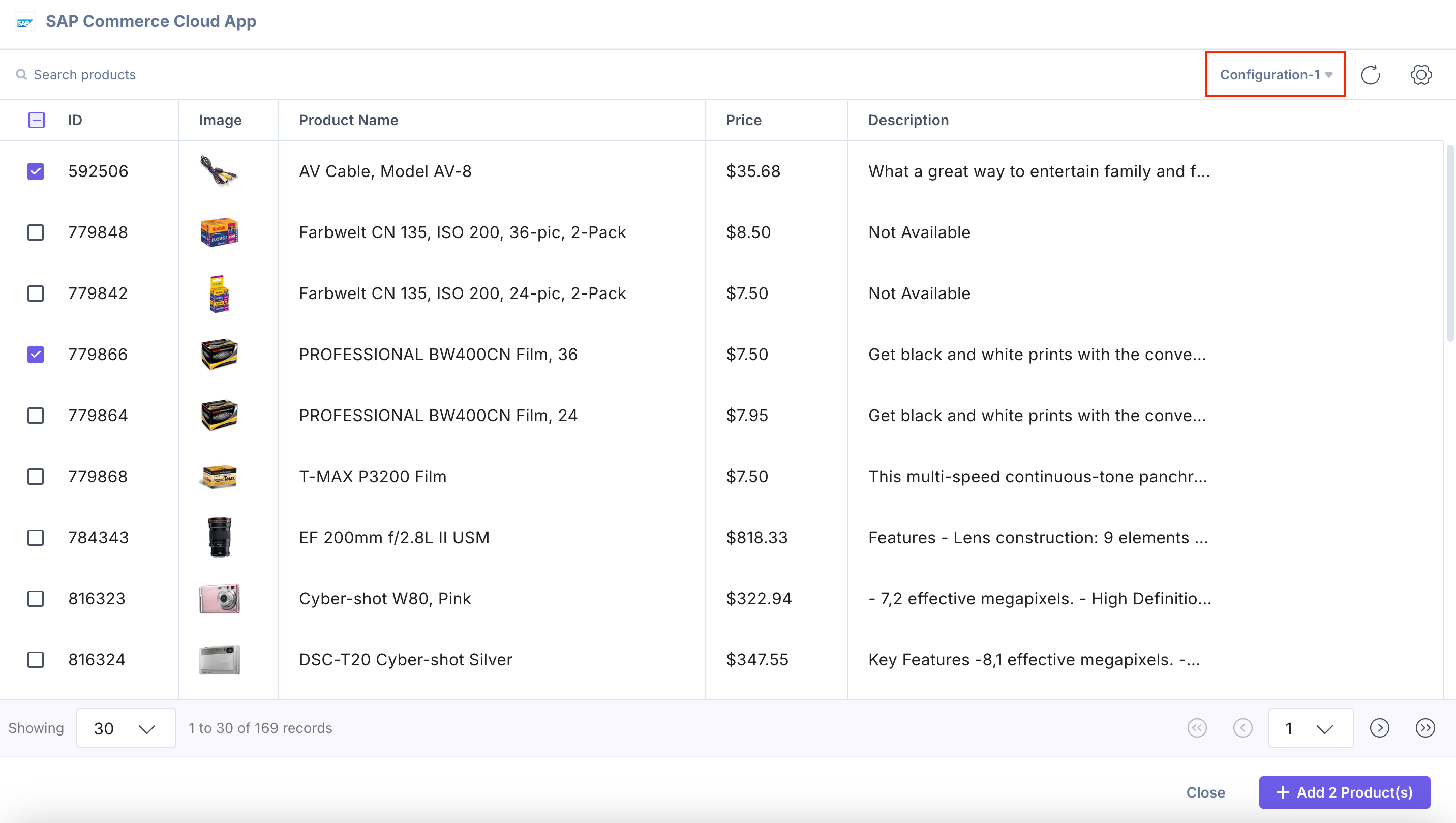 SAP-Commerce-Cloud-Products-Selector-Page-Multiconfig