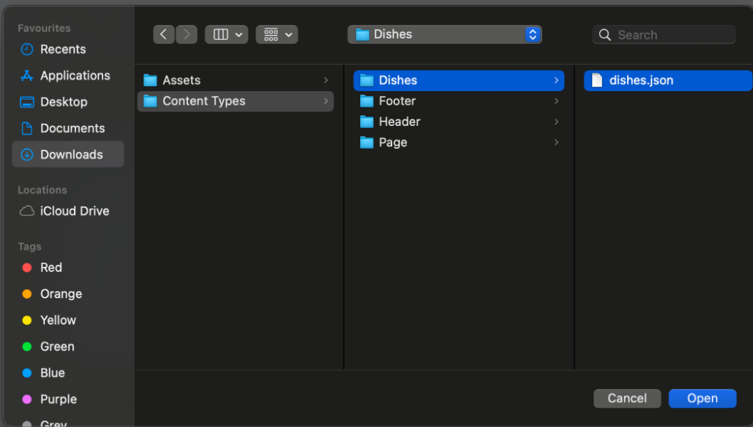 04. Select the dishes.json file under the Dishes folder.png