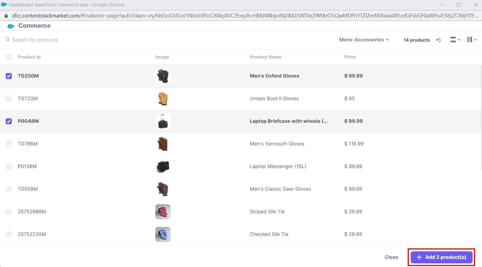 Salesforce-Commerce-Products-Selector-Page