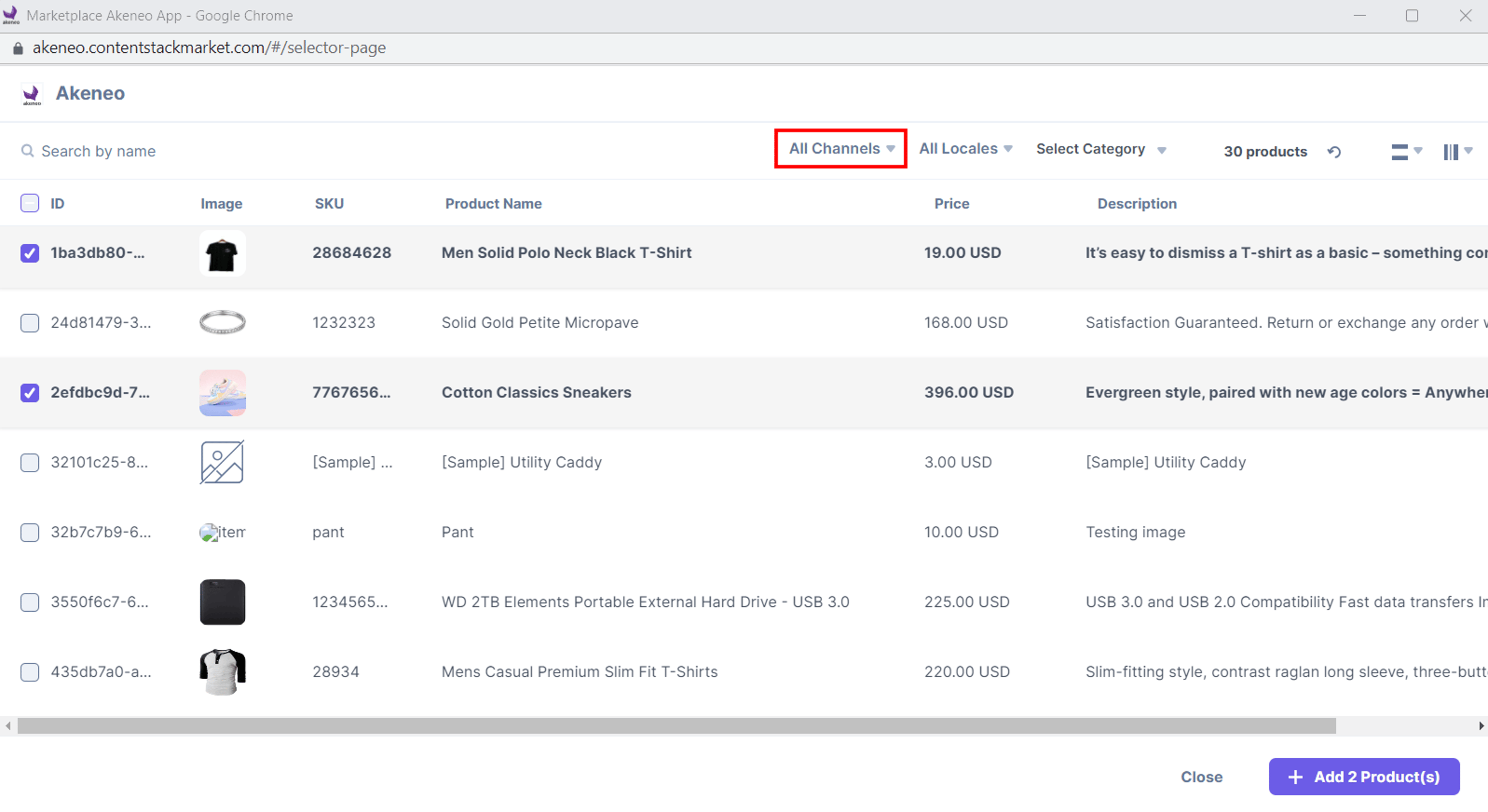 Akeneo-Product-Selector-Page-Channel-Filter