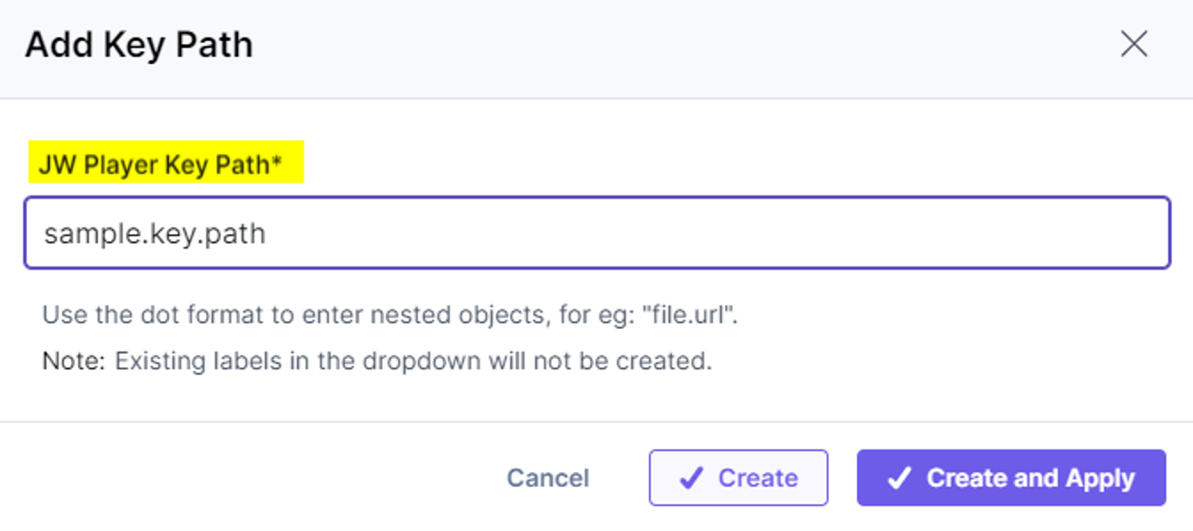 JW-Player-Configuration-Create-New-Key-Field