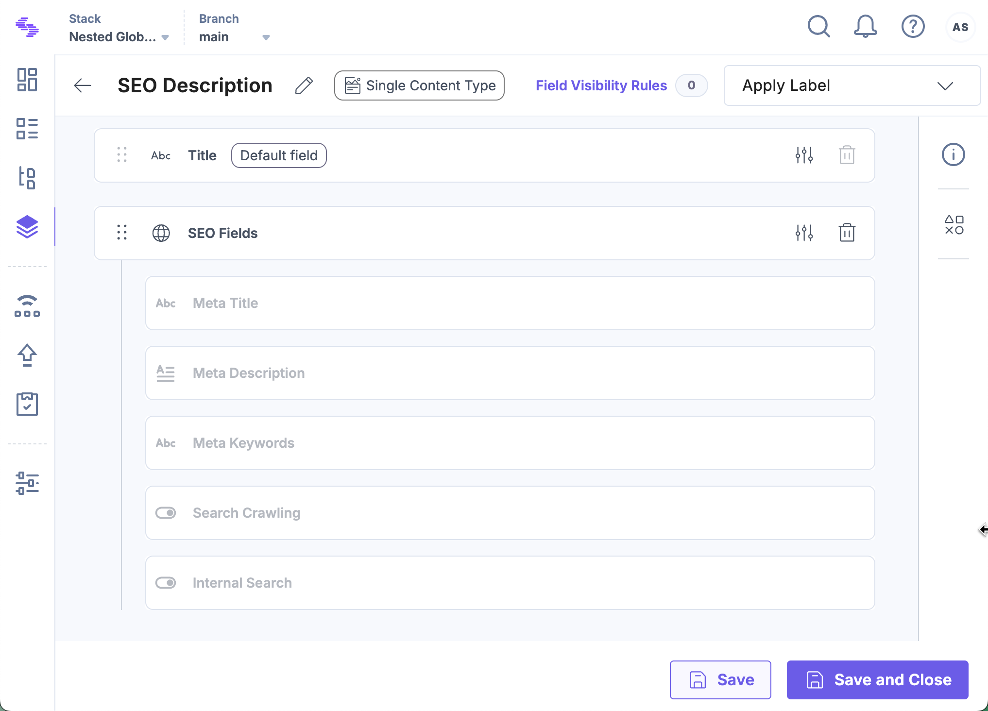 SEO Global field in entry view