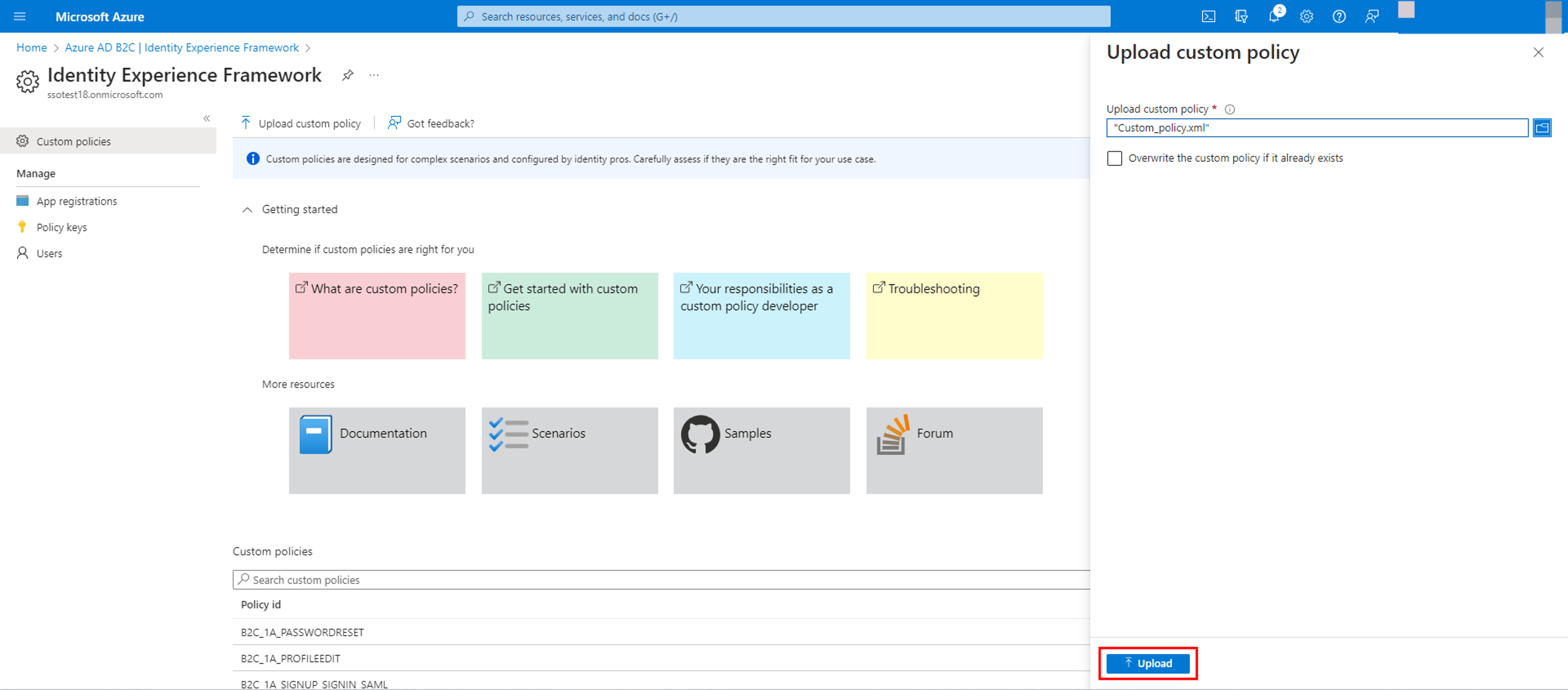 Azure-AD-B2C-upload-policy