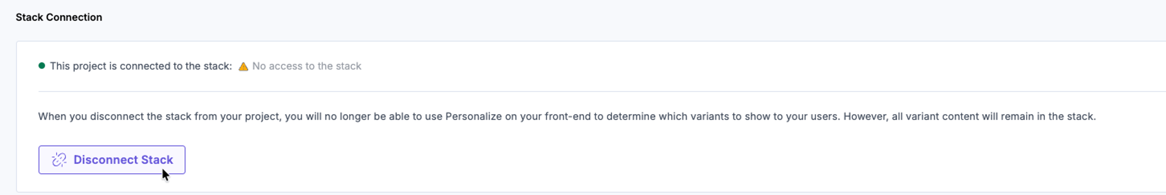 Stack disconnection option