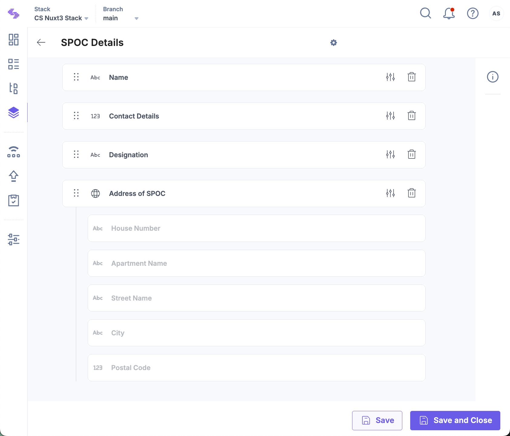 Nested global field example