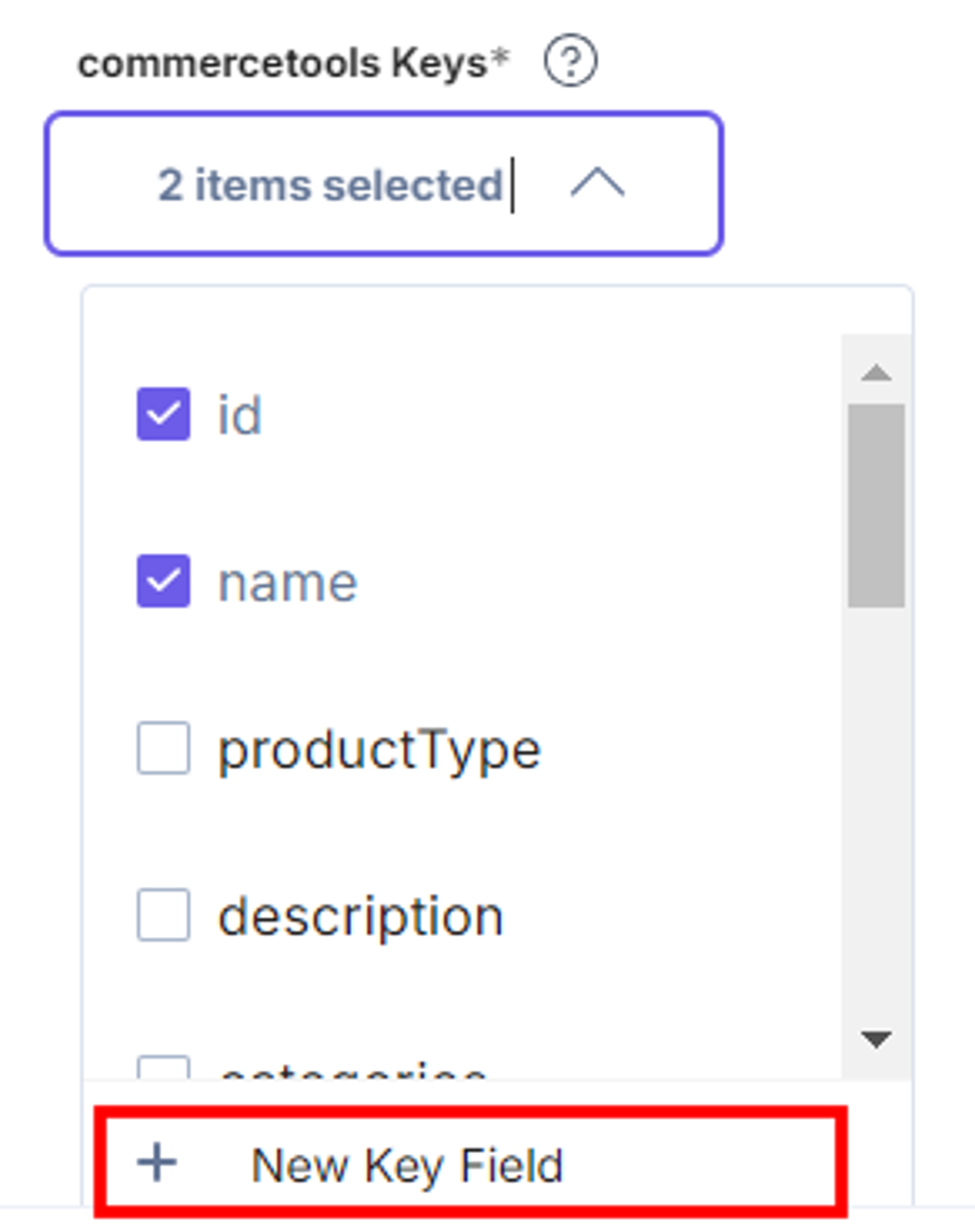9-commercetools-Configuration-New Key-Field