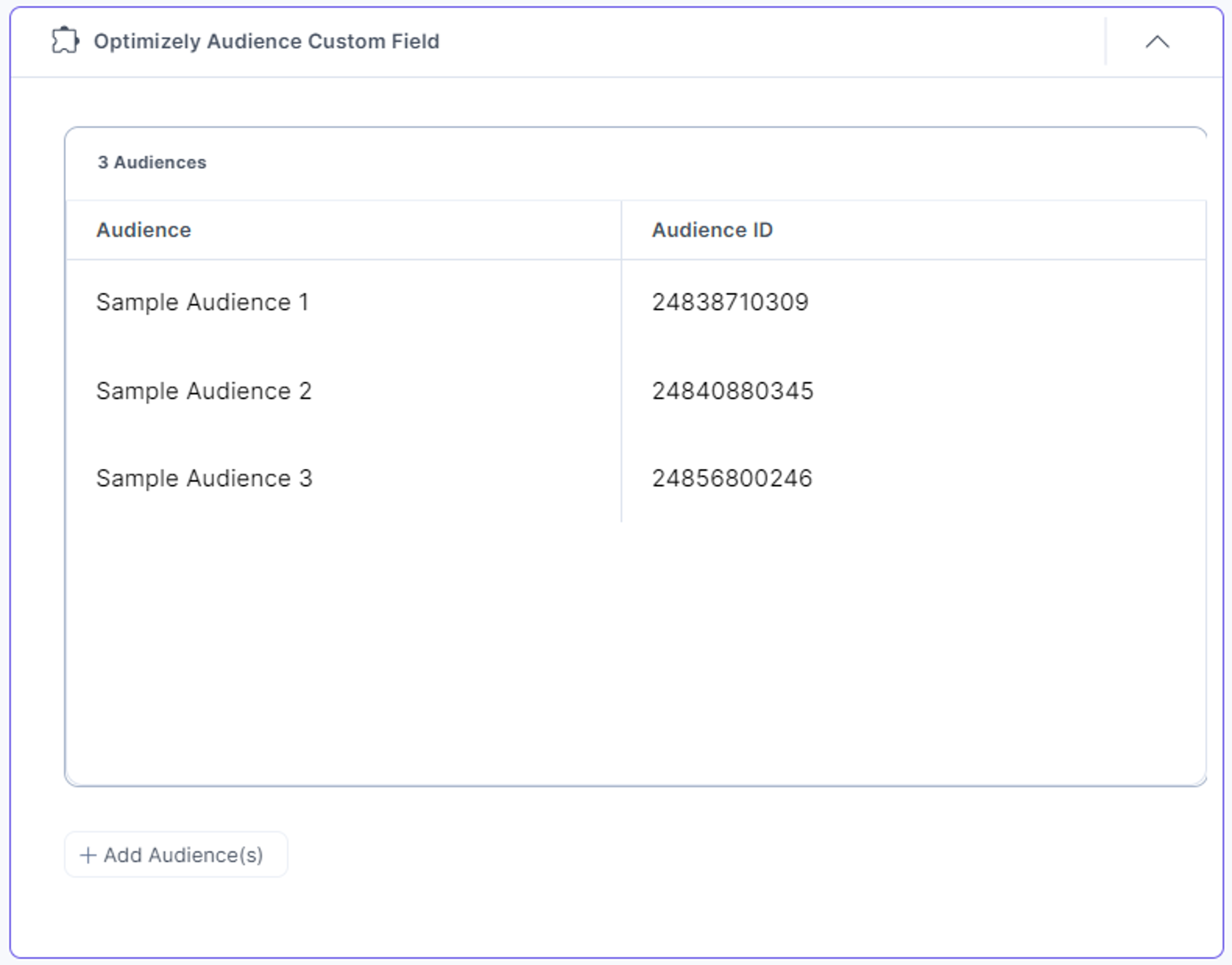 Optimizely-Audience-View-In-Custom-Field