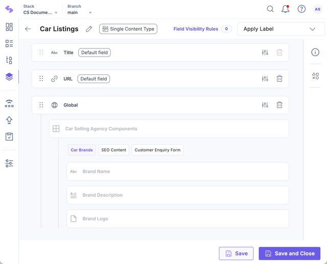 Modular Blocks within Global Field | Contentstack