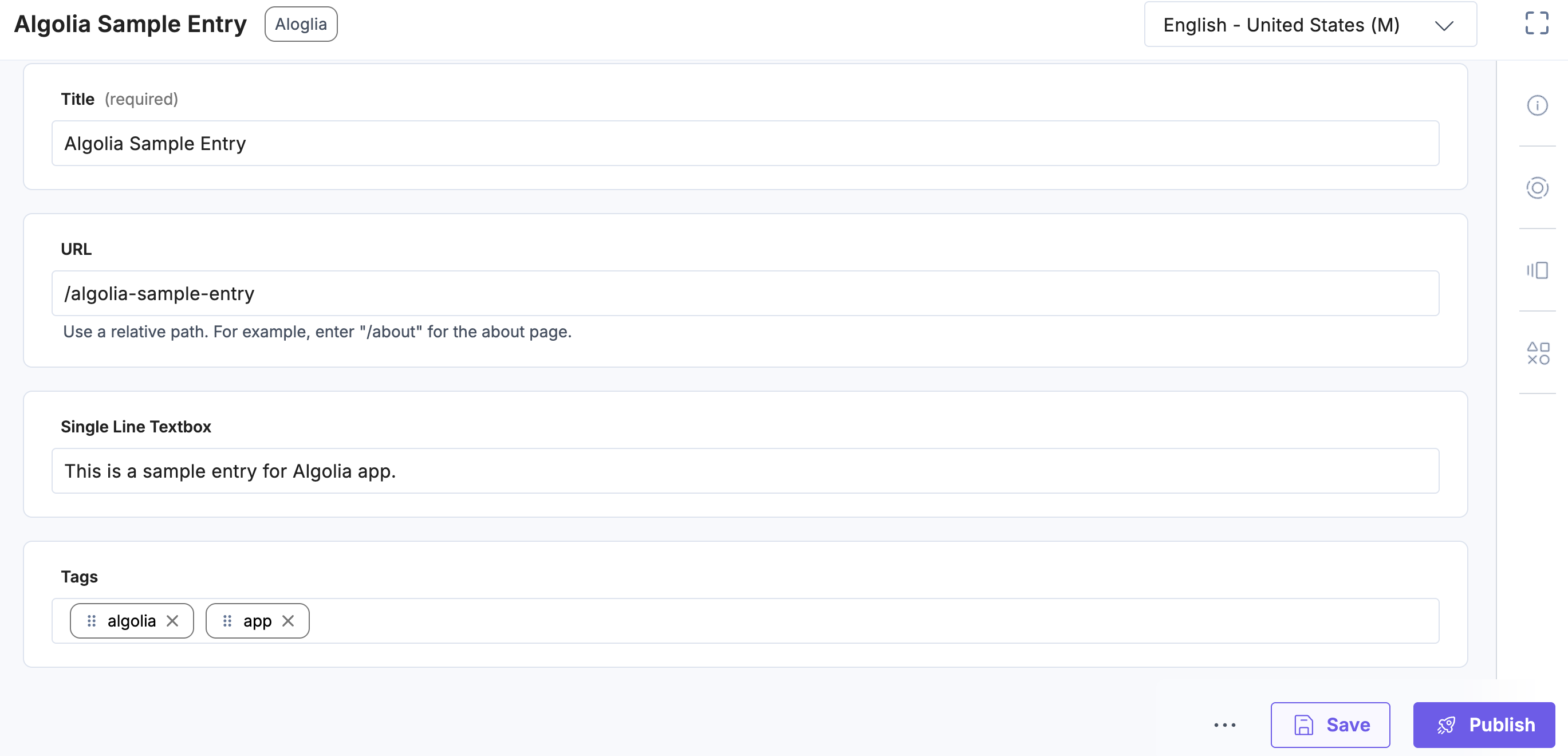 Algolia-Sample-Entry