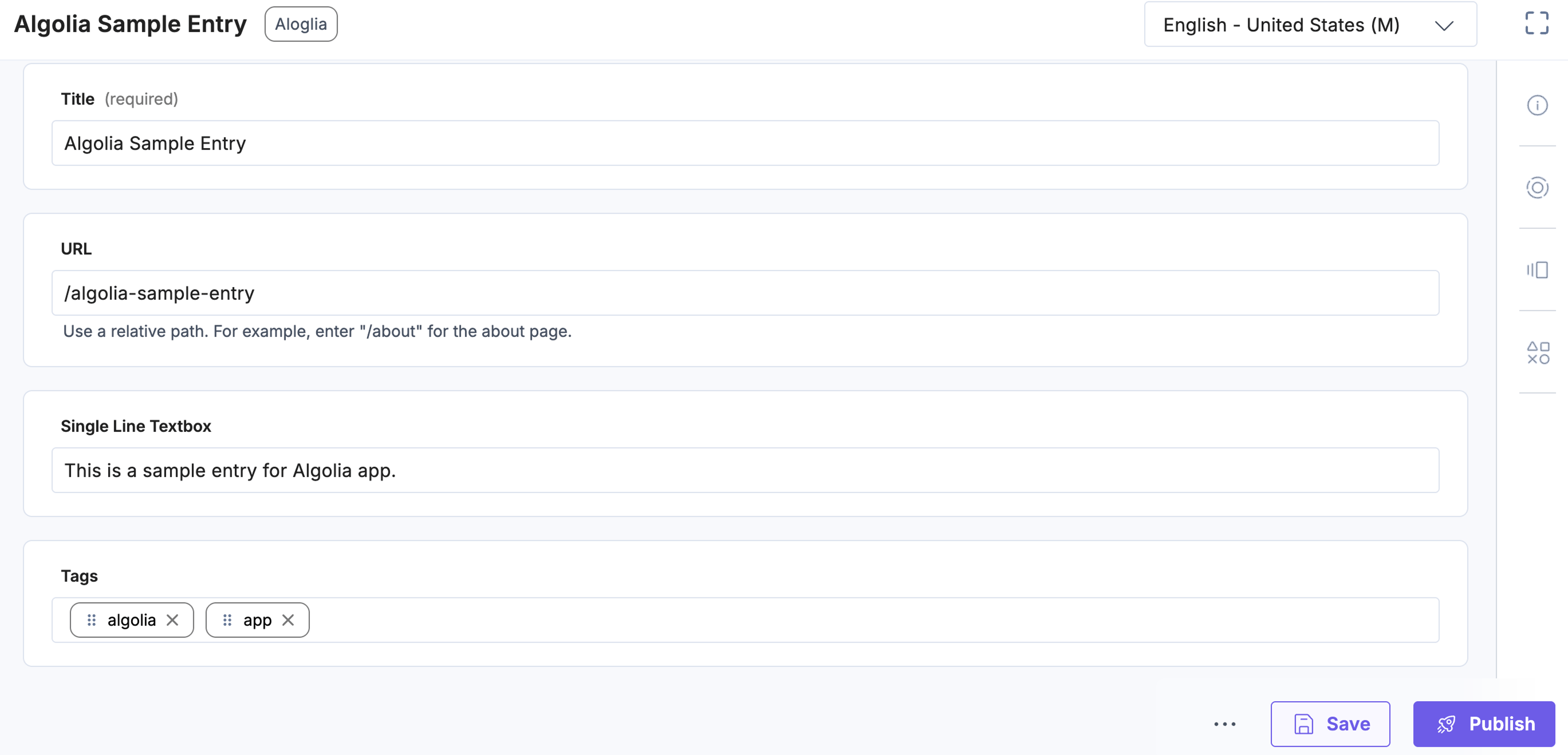 Algolia-Sample-Entry