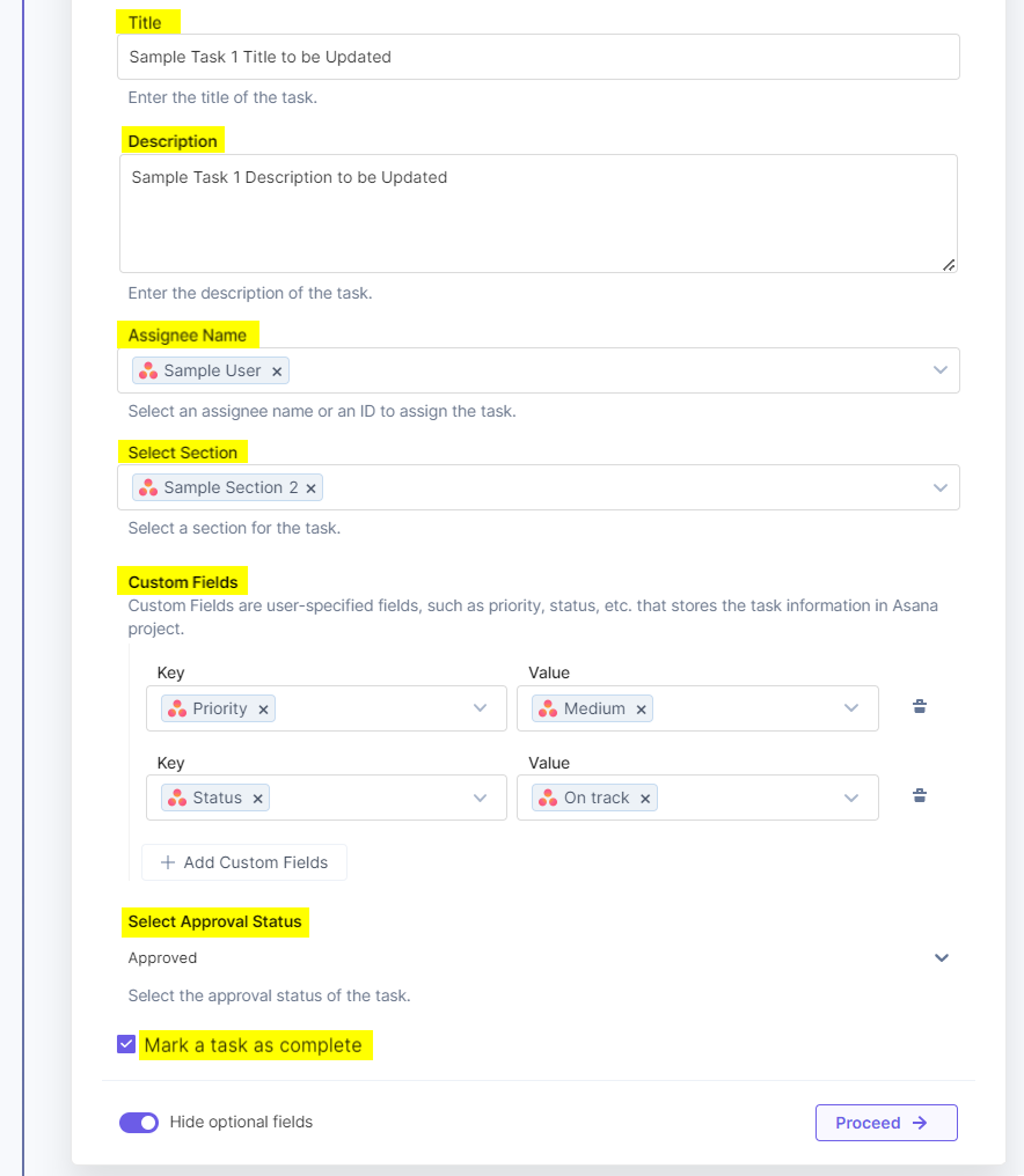 Asana-Update-A-Task-Configure-Action-With-Optional-Fields
