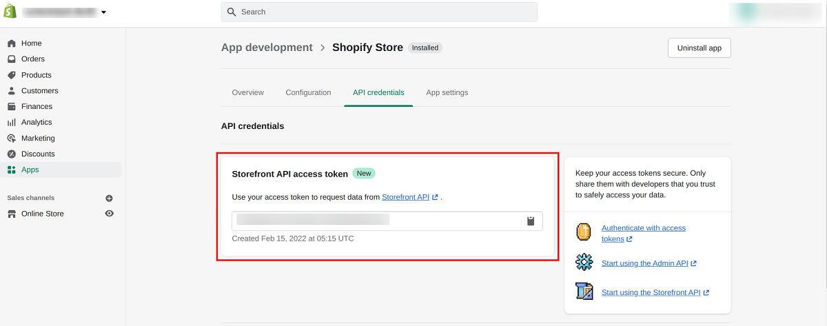 Shopify-Account-Storefront-API-Access-Token