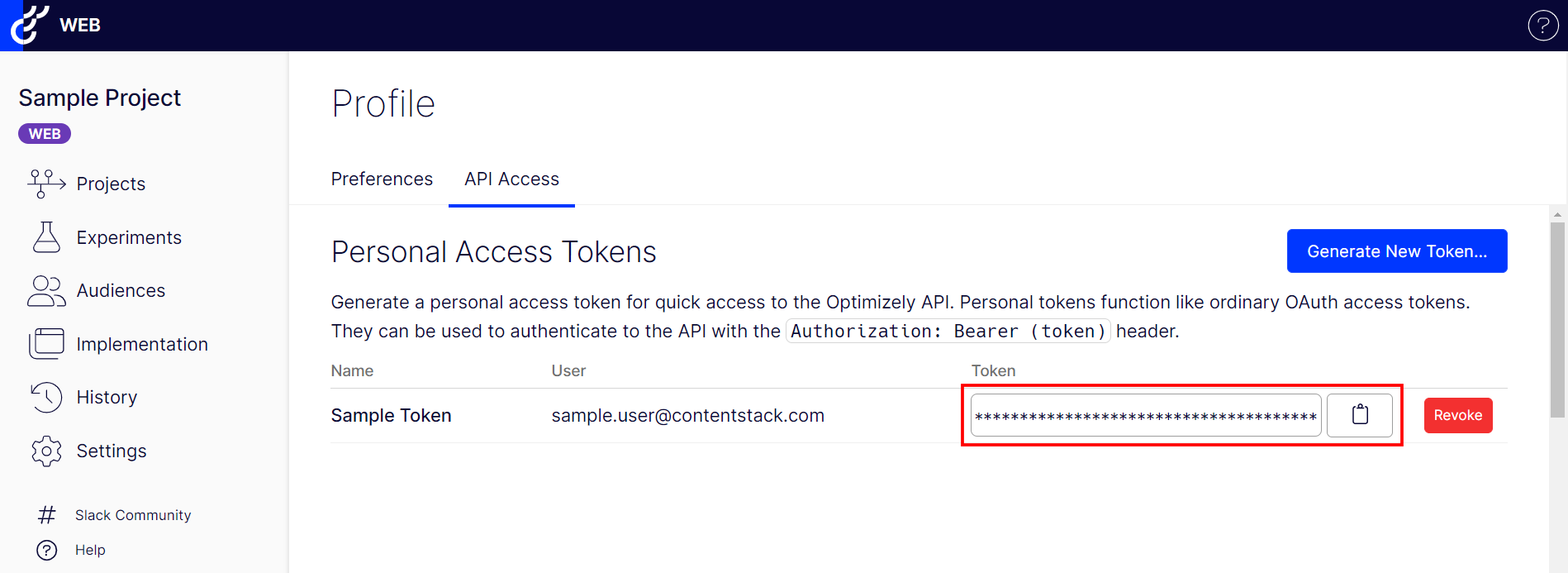 Optimizely-Auth-Token