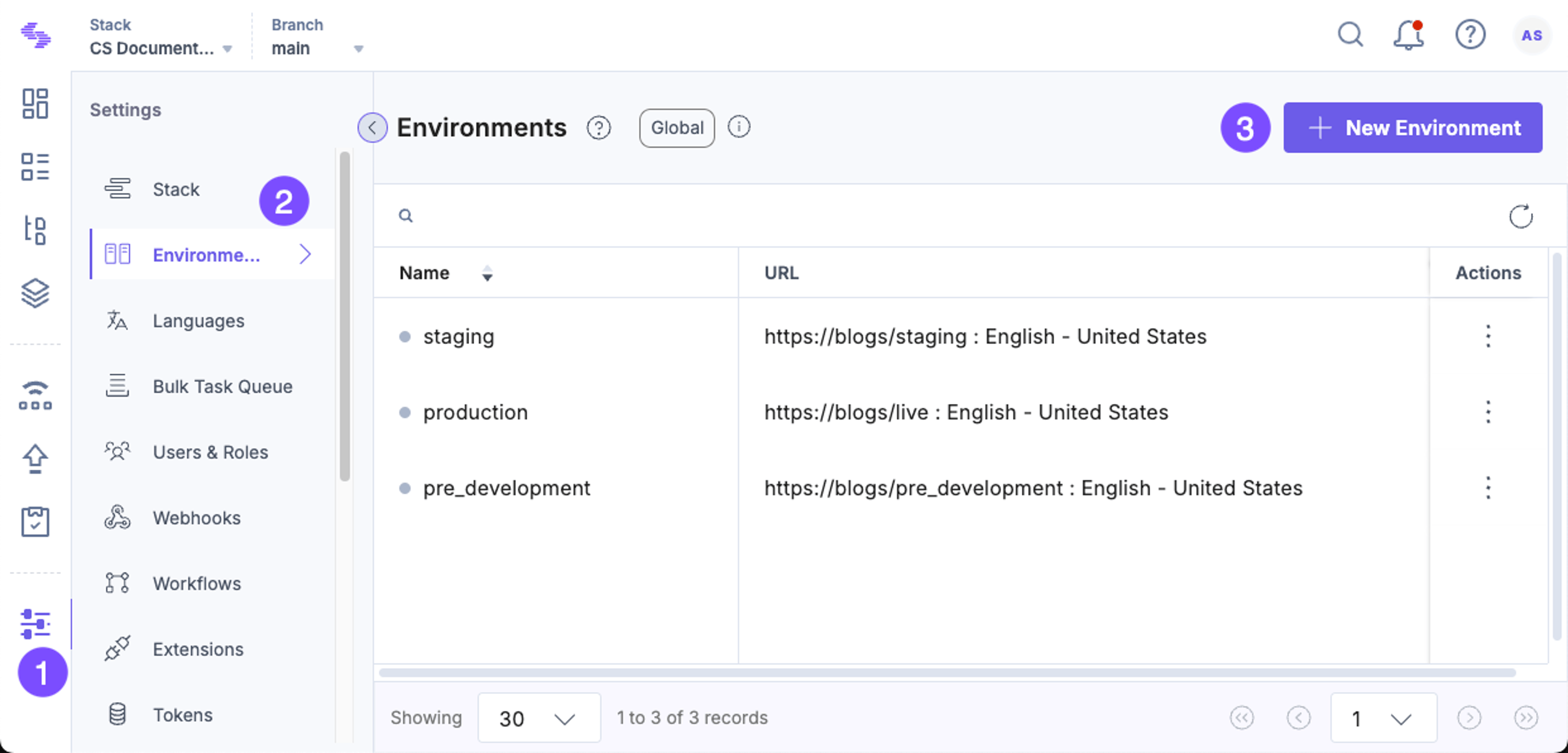 New Environment Button