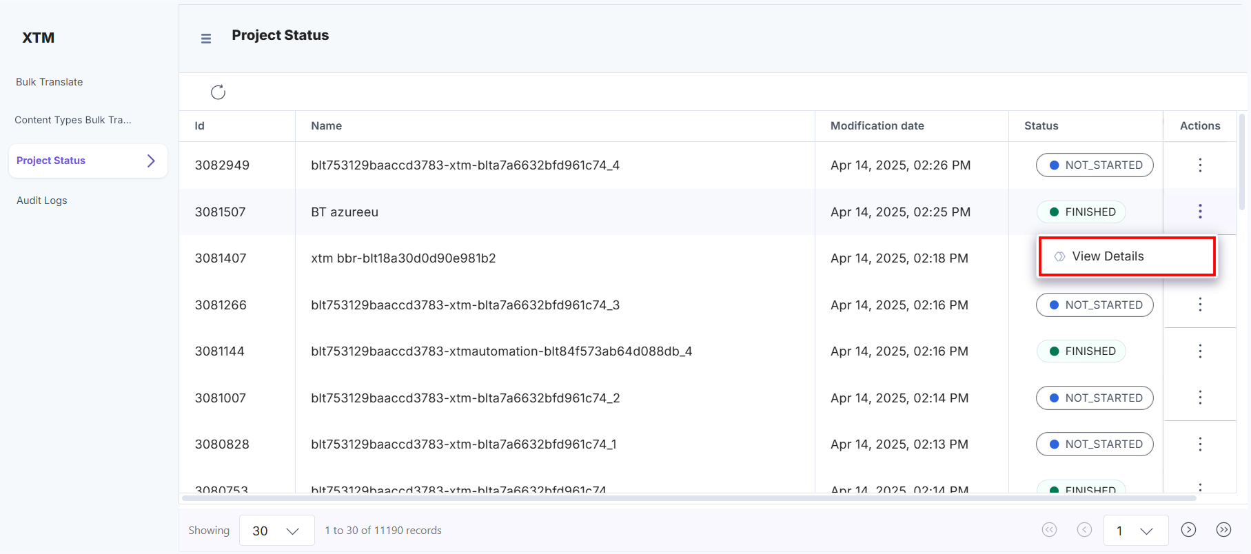 XTM-Full-Page-Project-Status-Action