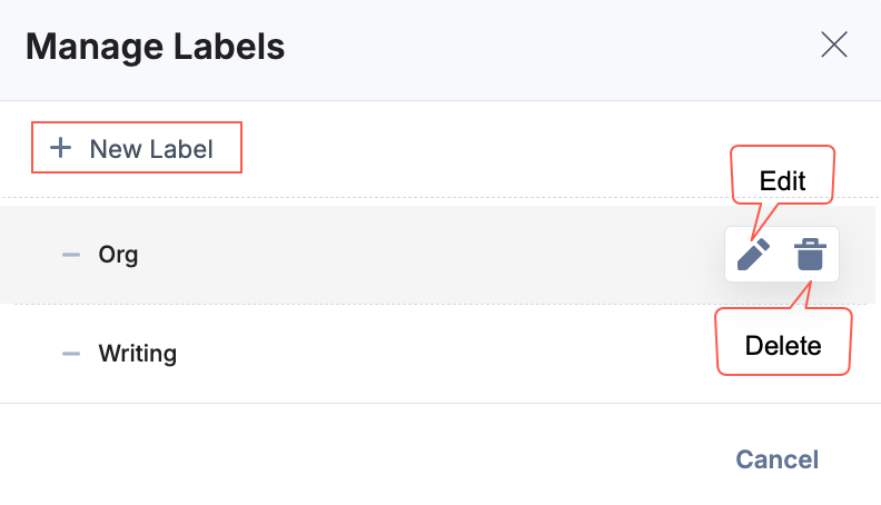 Delete Label Confirmation