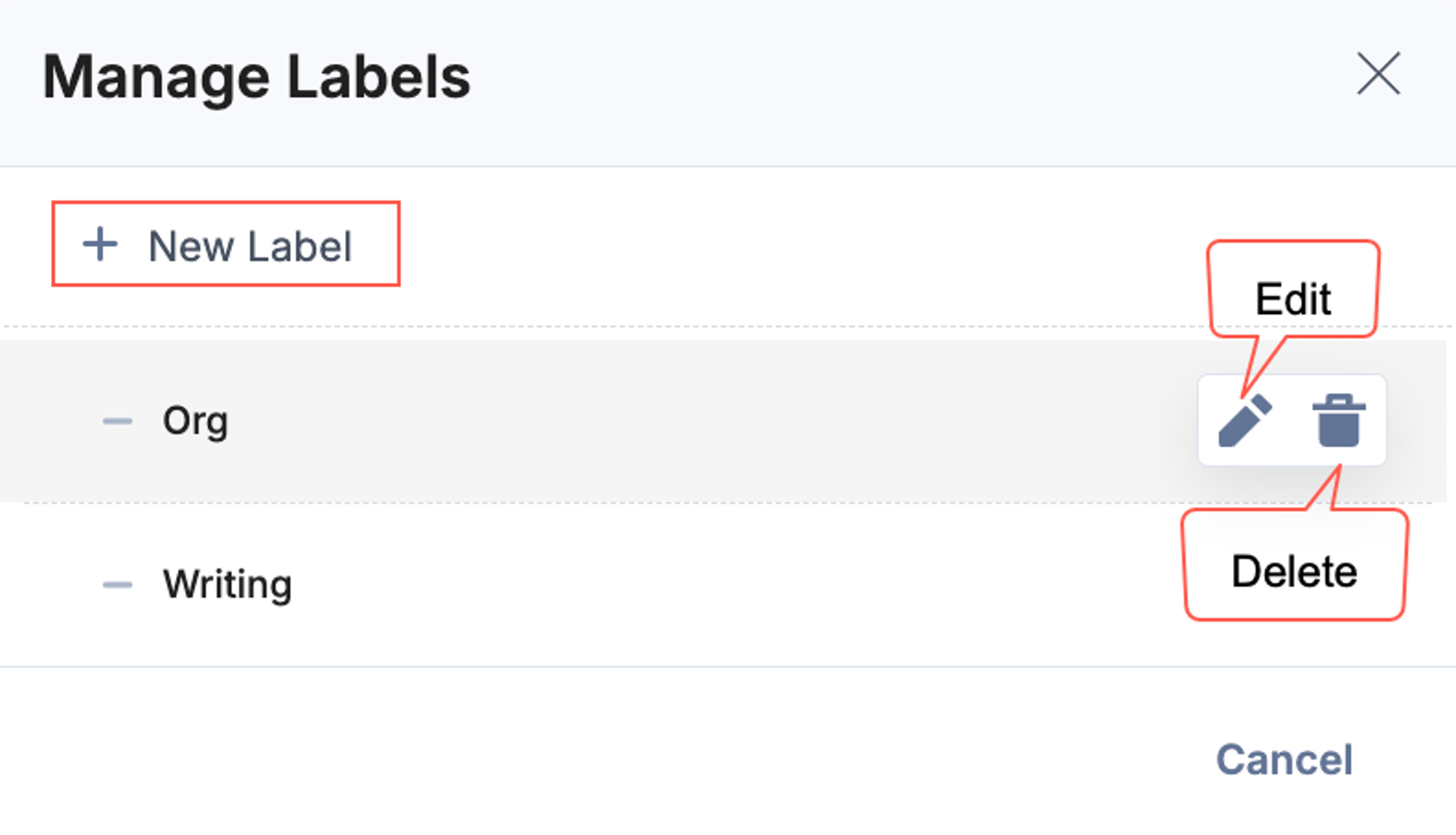 Delete Label Confirmation