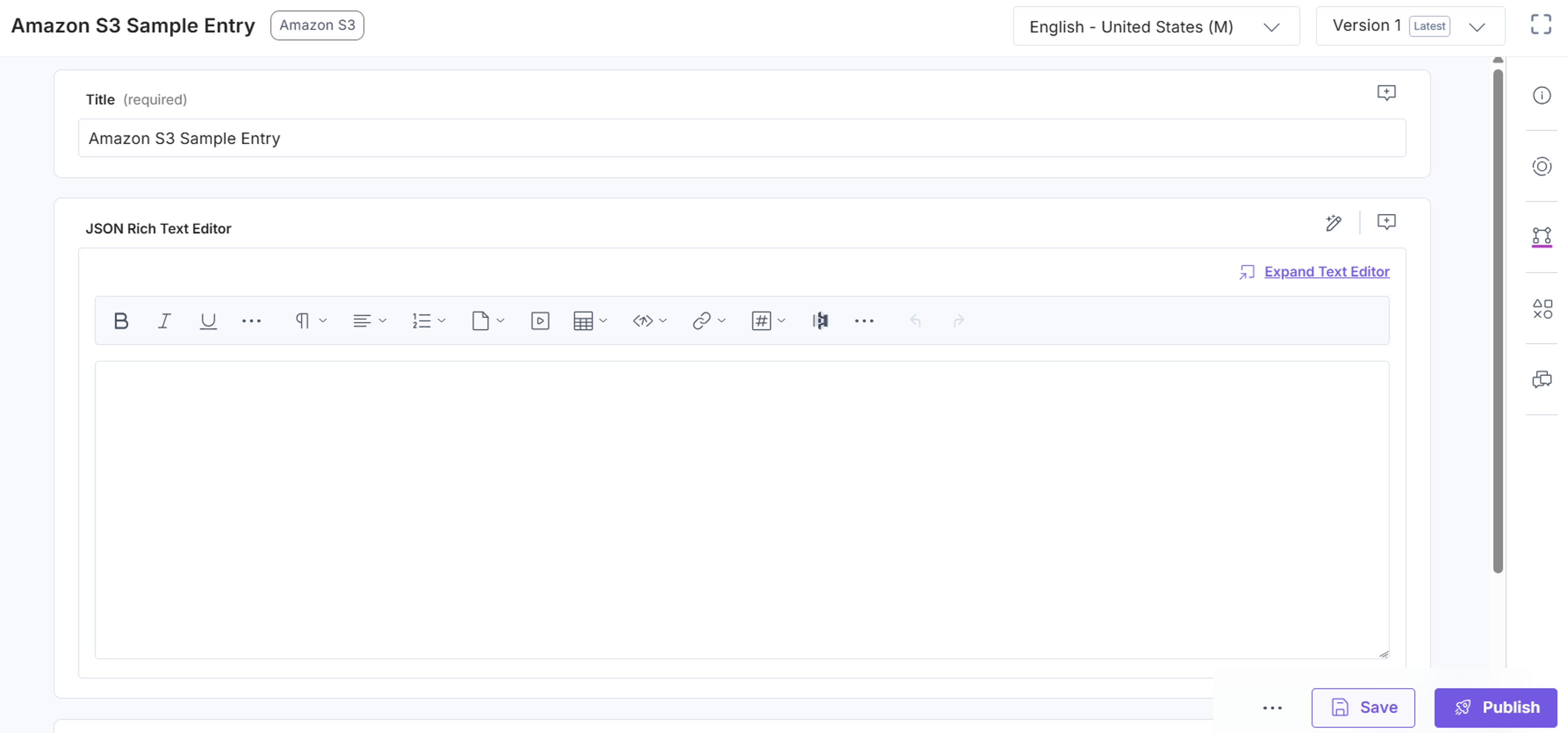 Amazon-S3-JSONRTE-Field-Sample-Entry