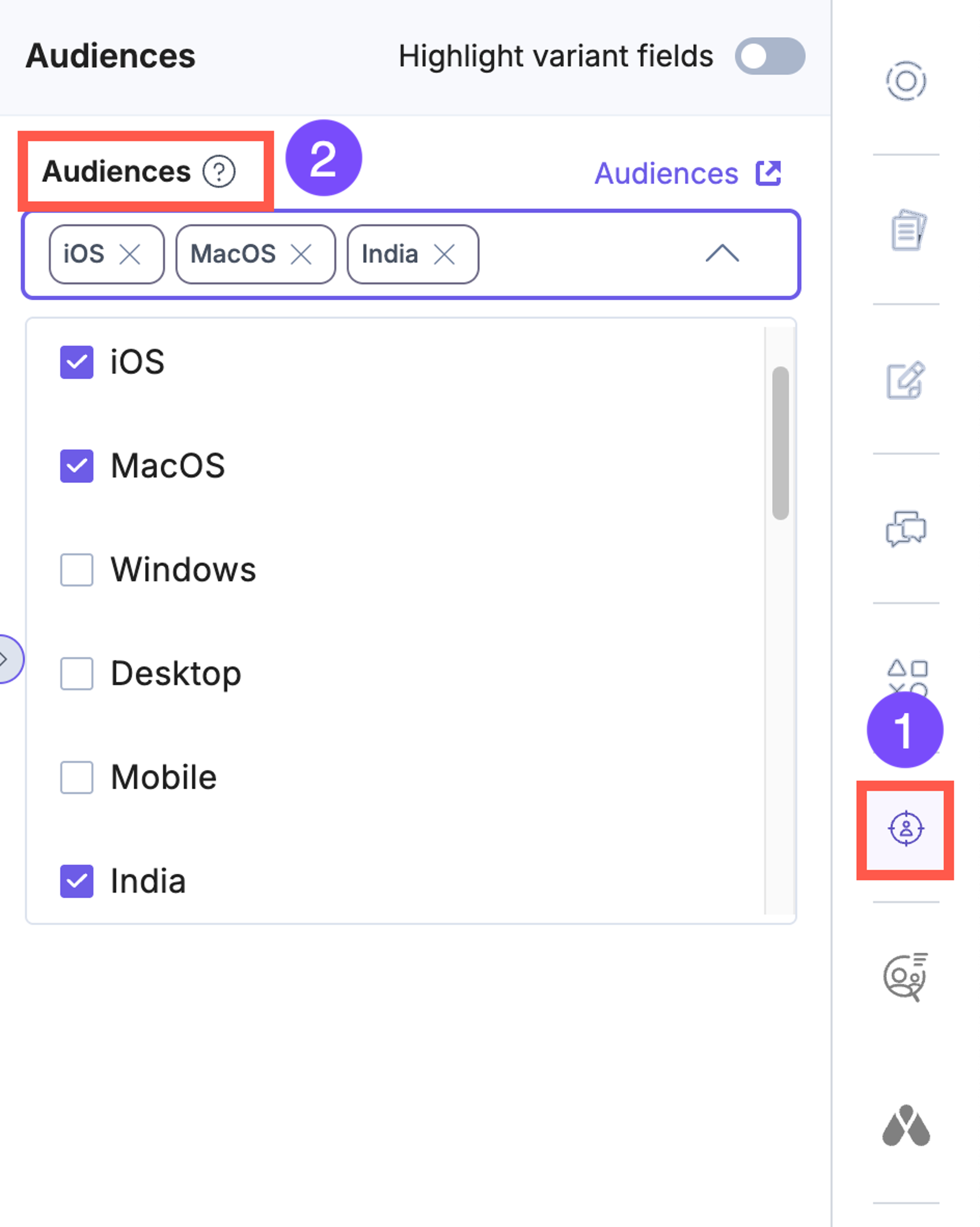 Descriptive view of the interface element