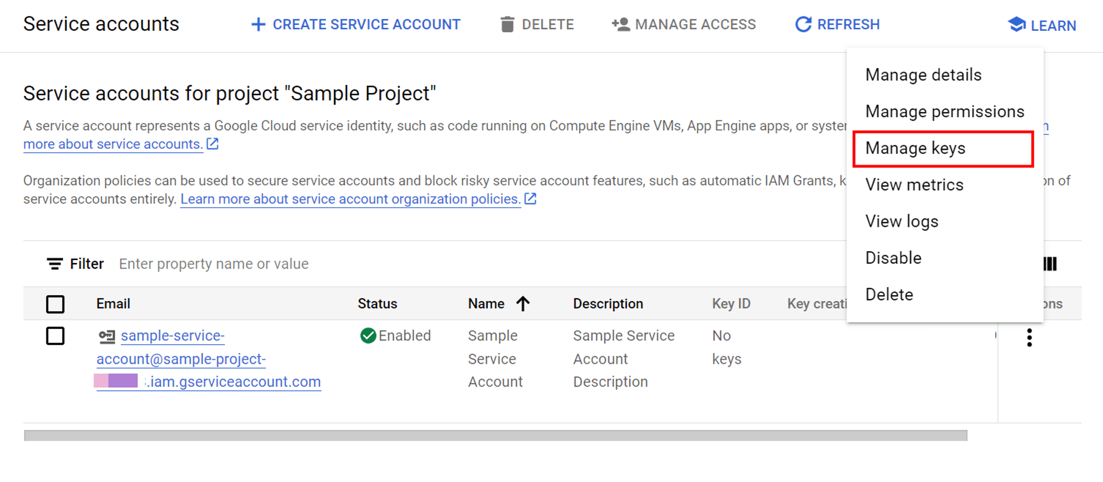 Google-Analytics-Service-Account-Manage-Keys