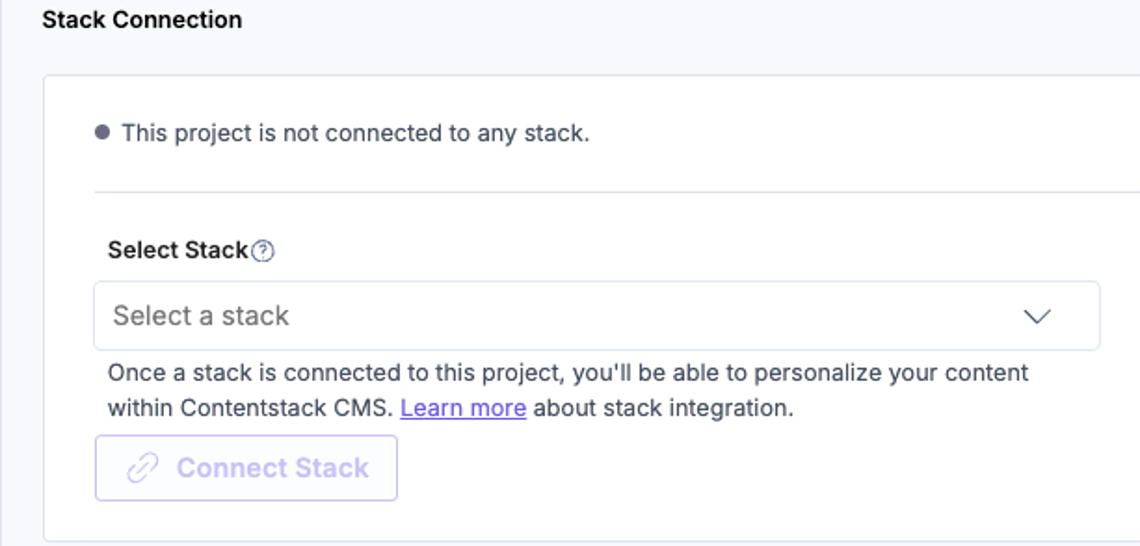 Stack connection dropdown