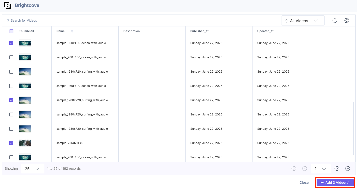 Brightcove-Selector-Page