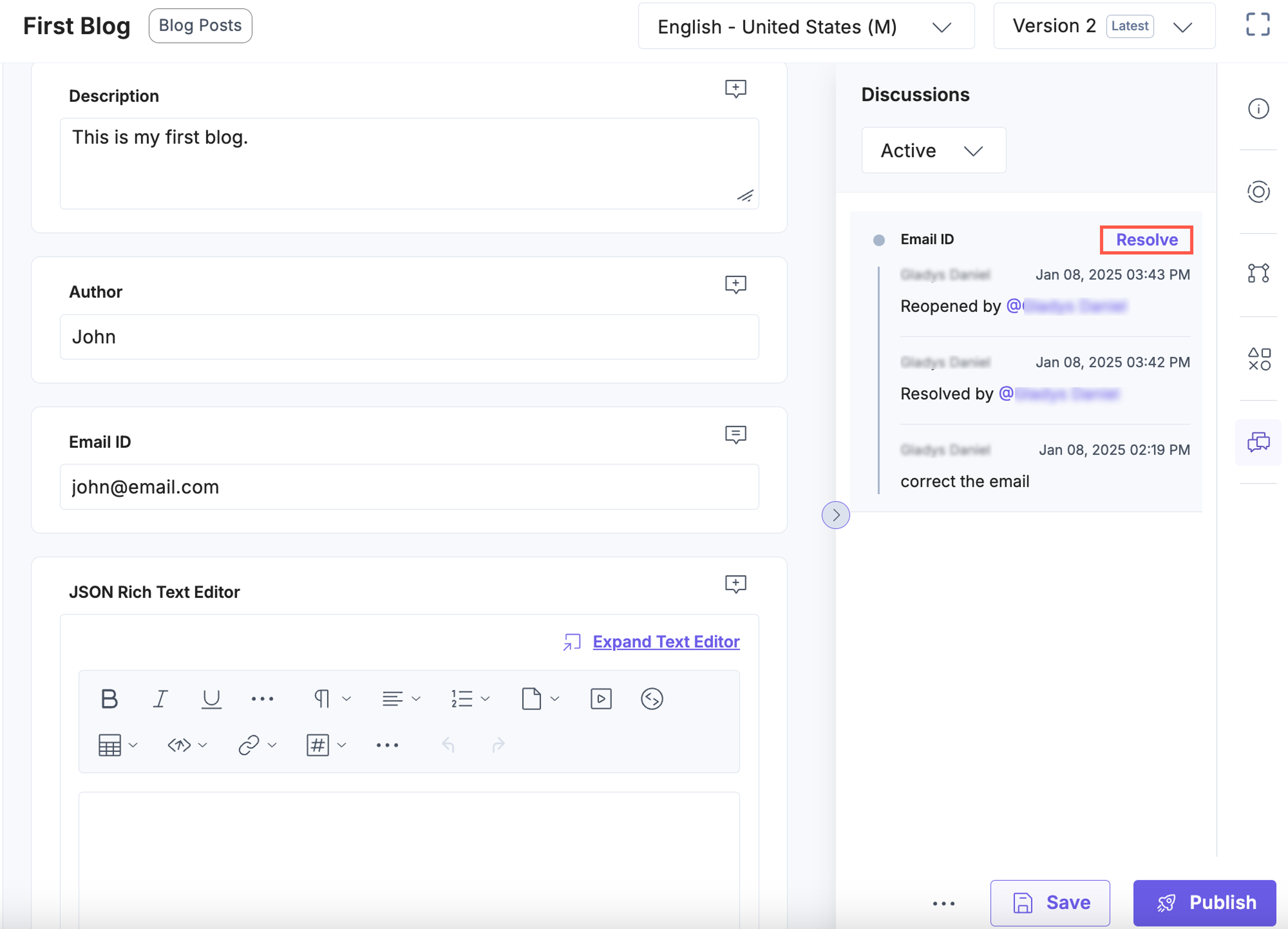Resolving active discussions