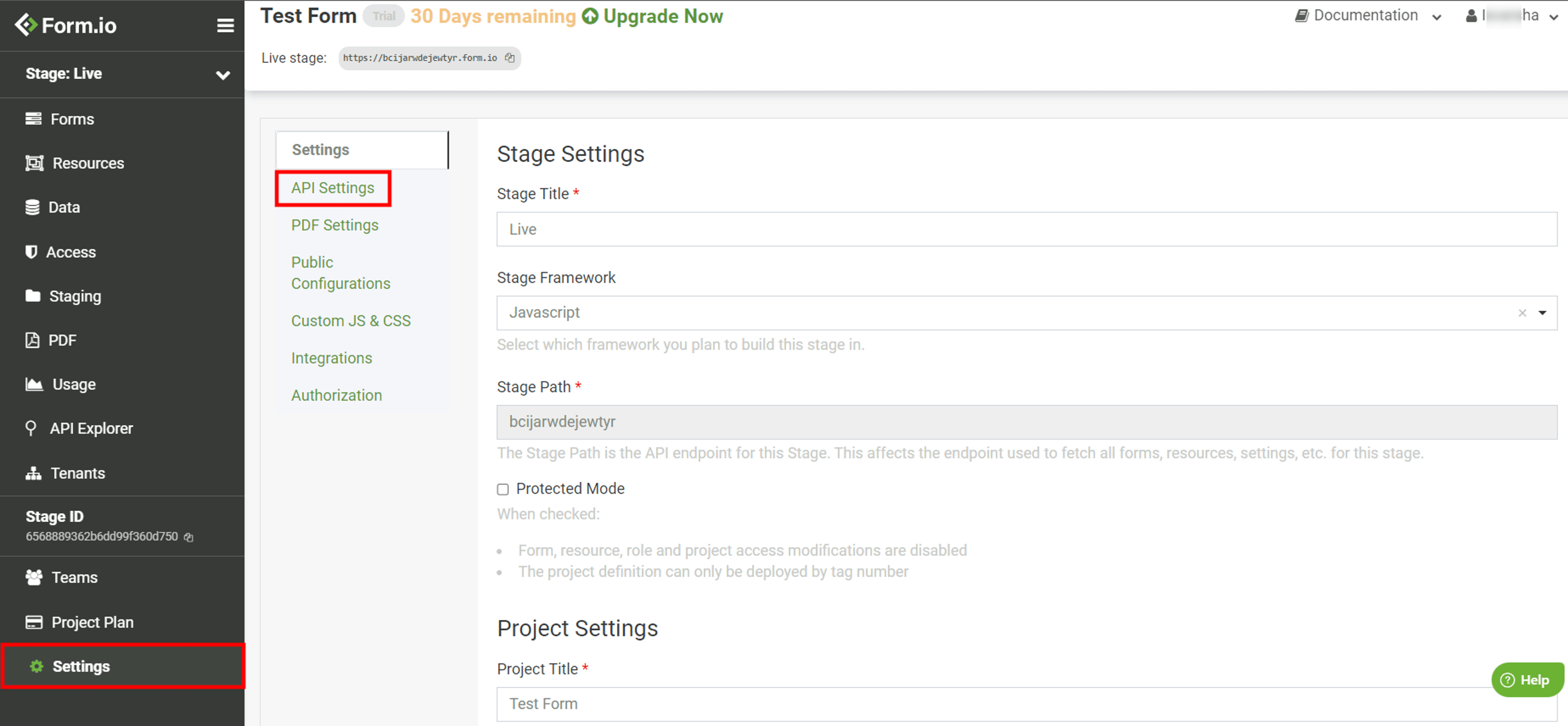 1-Form-io-API-Settings