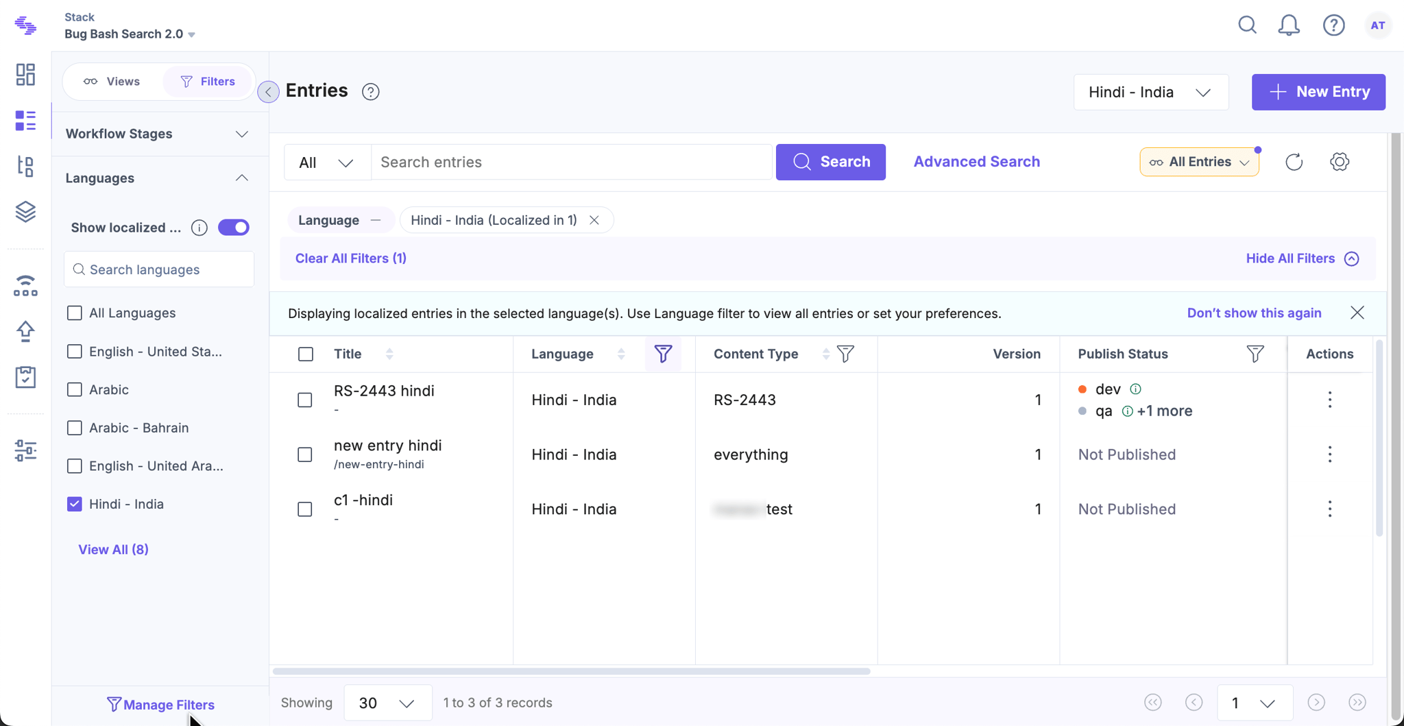 Get Localized Entries | Contentstack