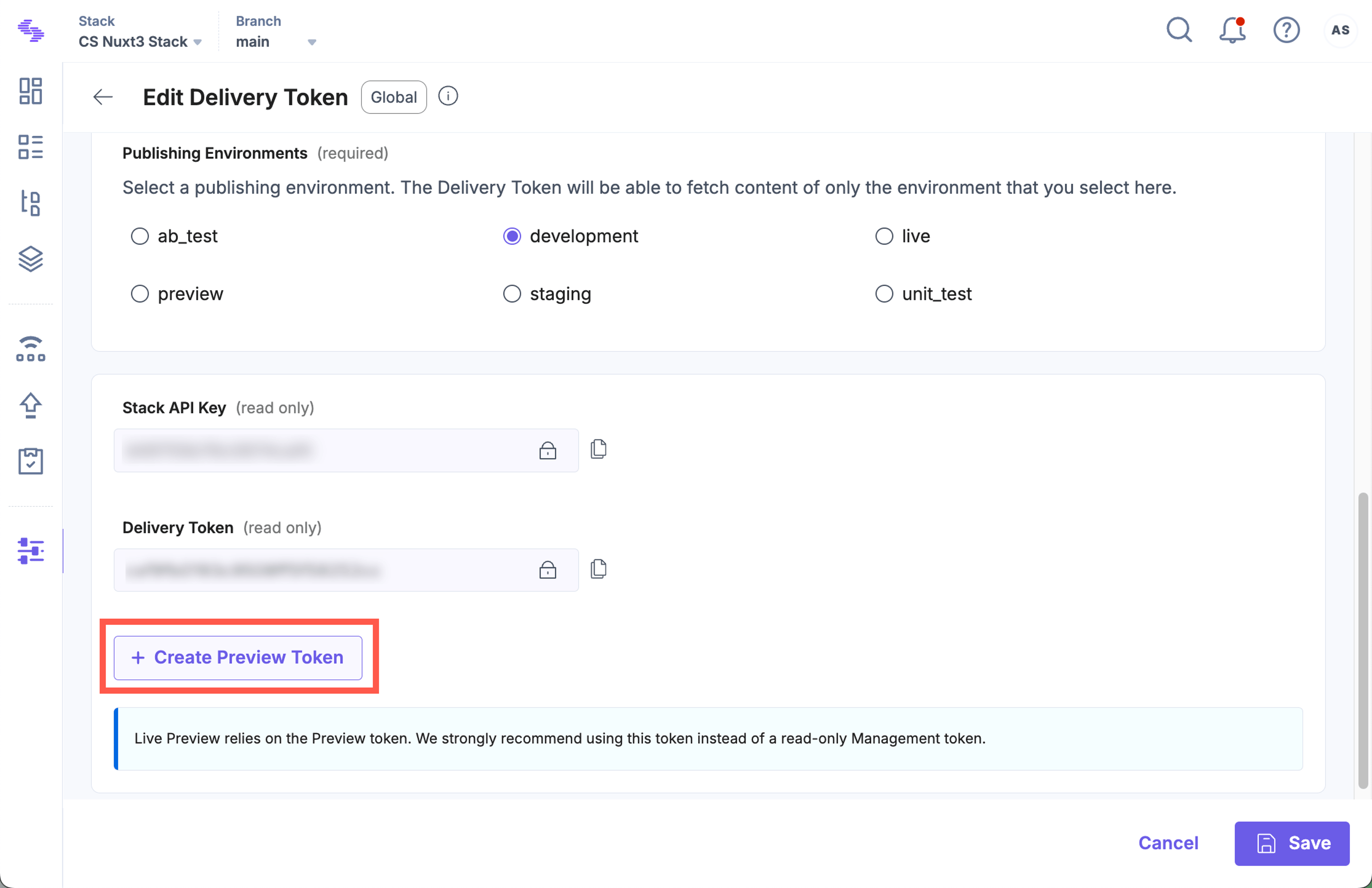 Create Preview Token UI
