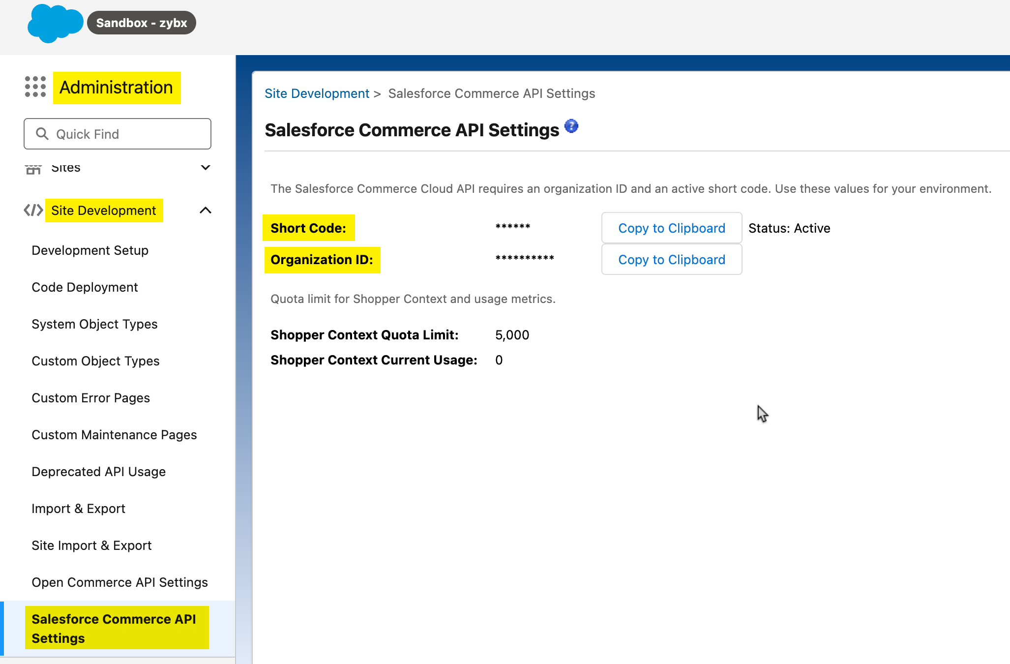 Salesforce-Commerce-Credentials-Short-Code-And-Org-ID