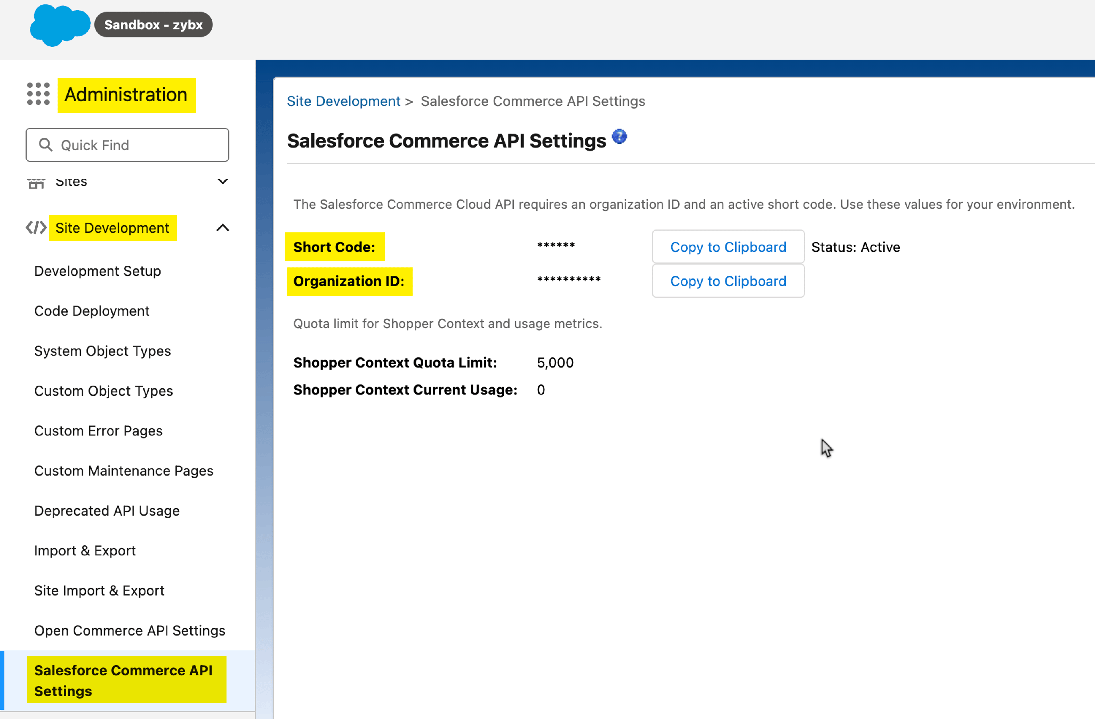 Salesforce-Commerce-Credentials-Short-Code-And-Org-ID