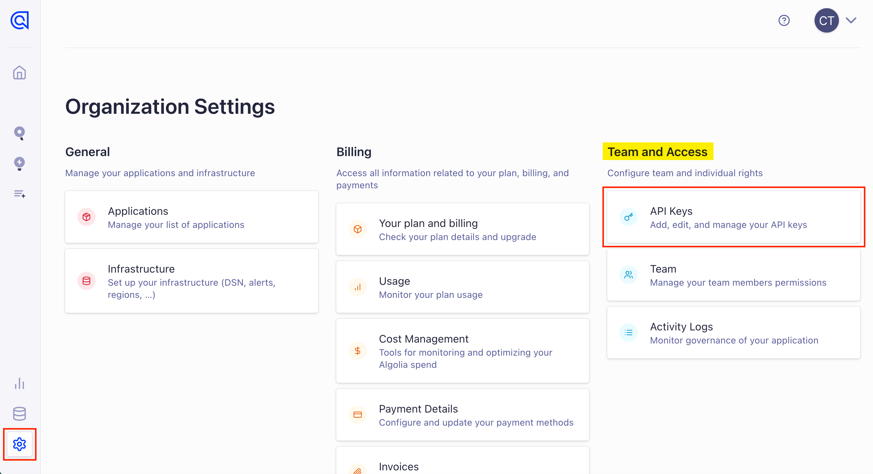 Algolia-API-Keys-Option