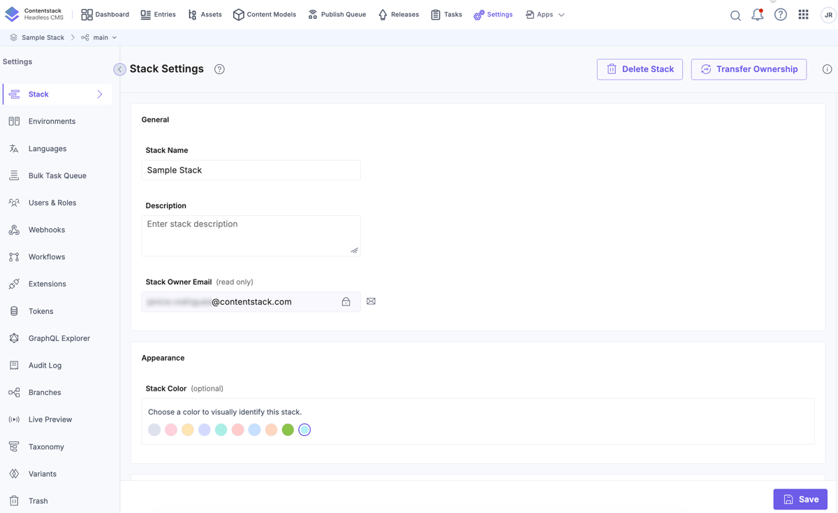 View Stack Details | Contentstack