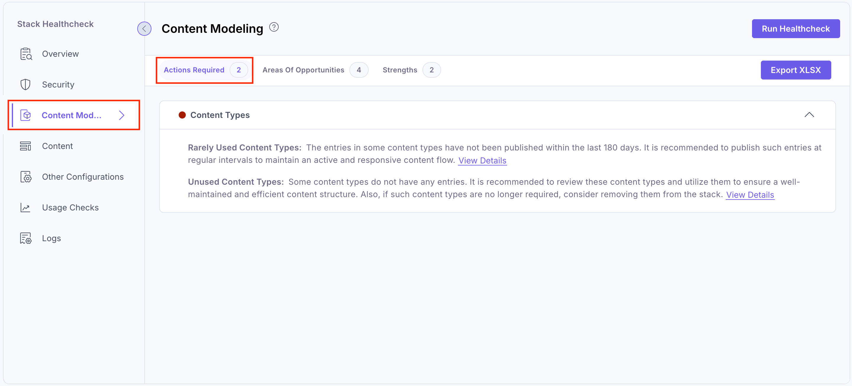 Healthcheck-Content-Modeling-Actions-Required