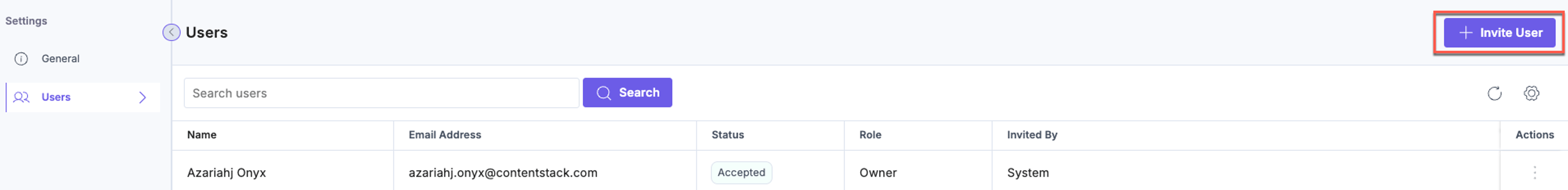 Invite User button