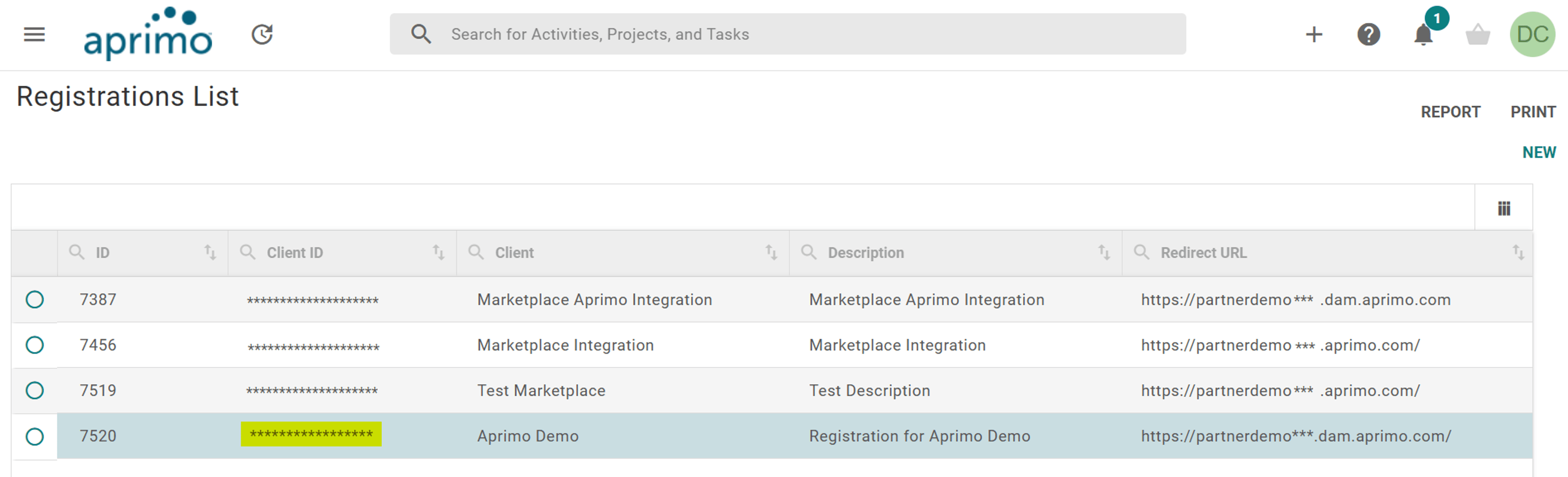 Aprimo-Registration-Client-ID